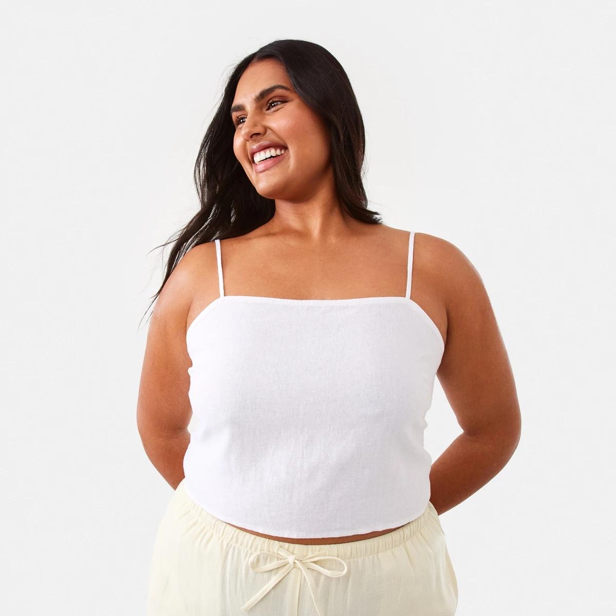 3 Sleeveless Tie Back Crop Top White, 3 of 10