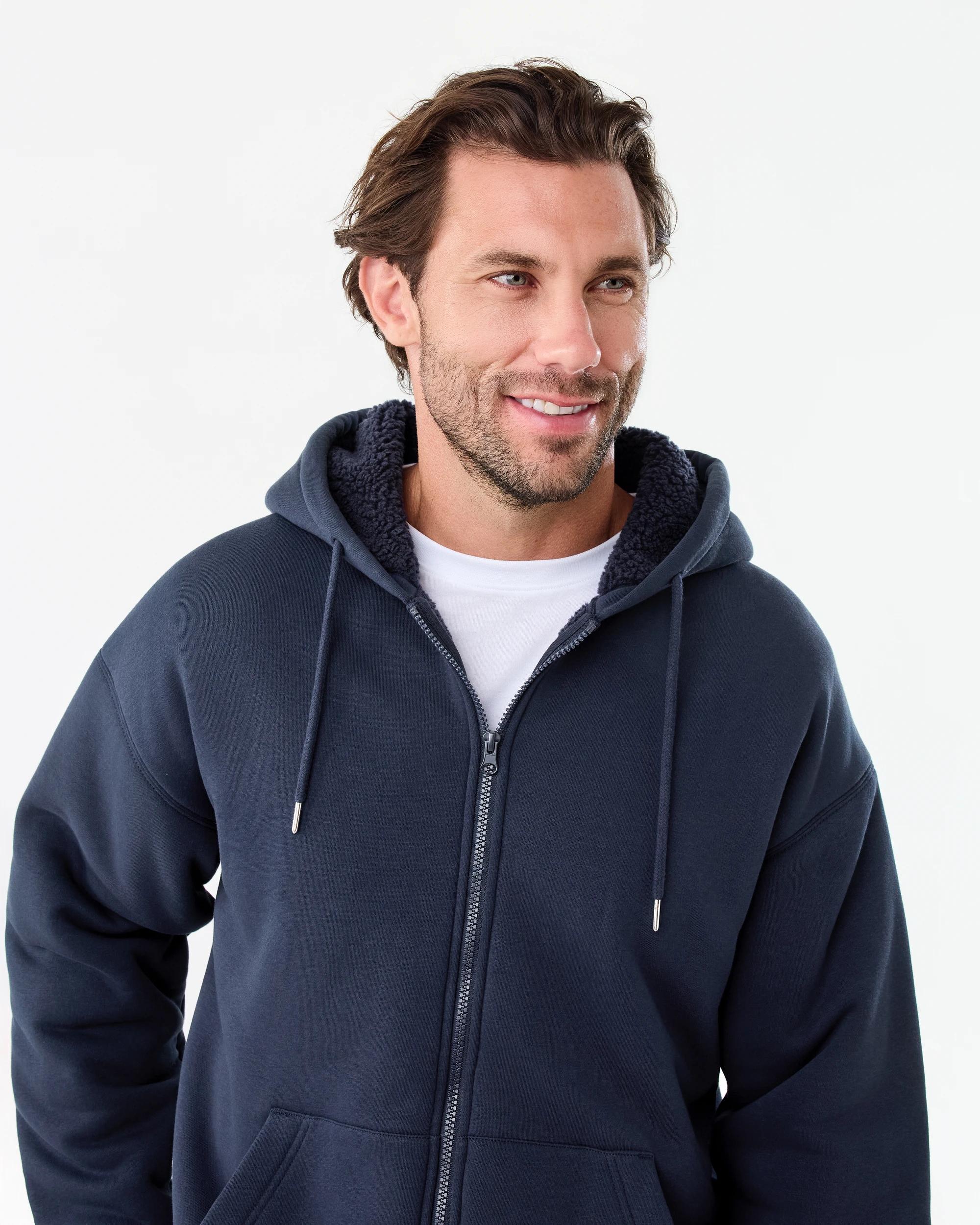 4 Sherpa Lined Zip Through Hoodie Nvy Sphire, 4 of 7