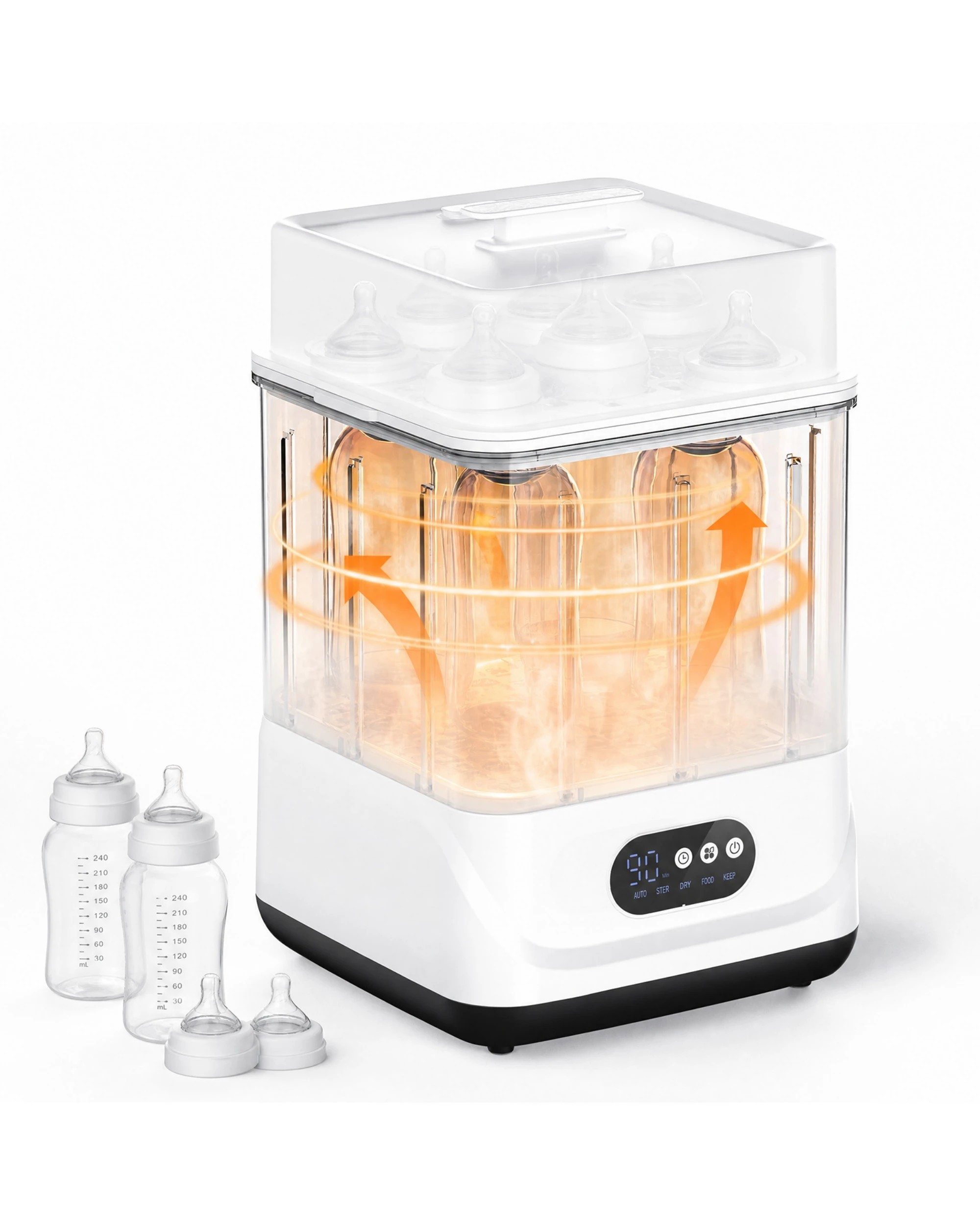 2 Yopower Baby Bottle Steam Sterilizer Dryer with LED Touch Screen - White, 2 of 6