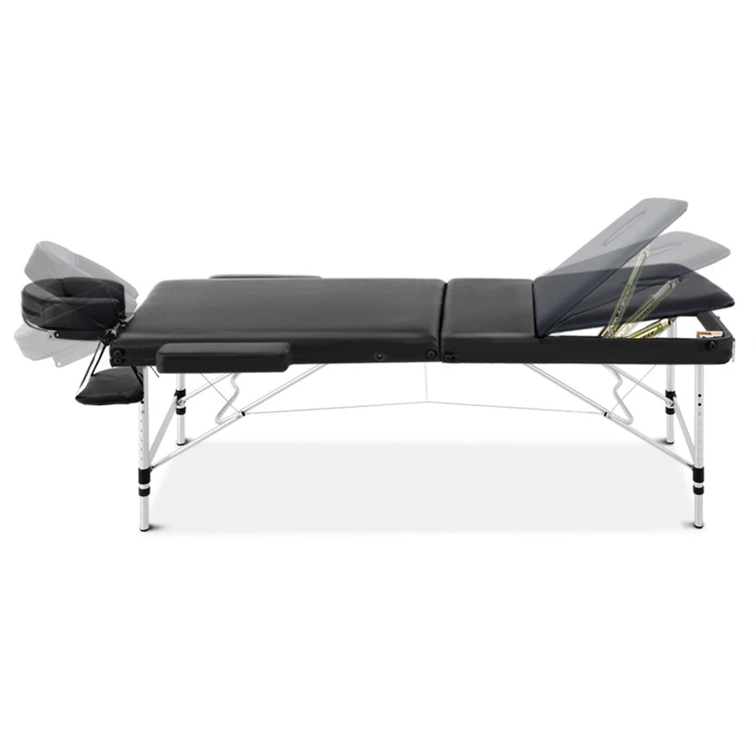 3 Zenses Massage Table 70cm Portable 3 Fold Aluminium Beauty Bed - Black, 3 of 7