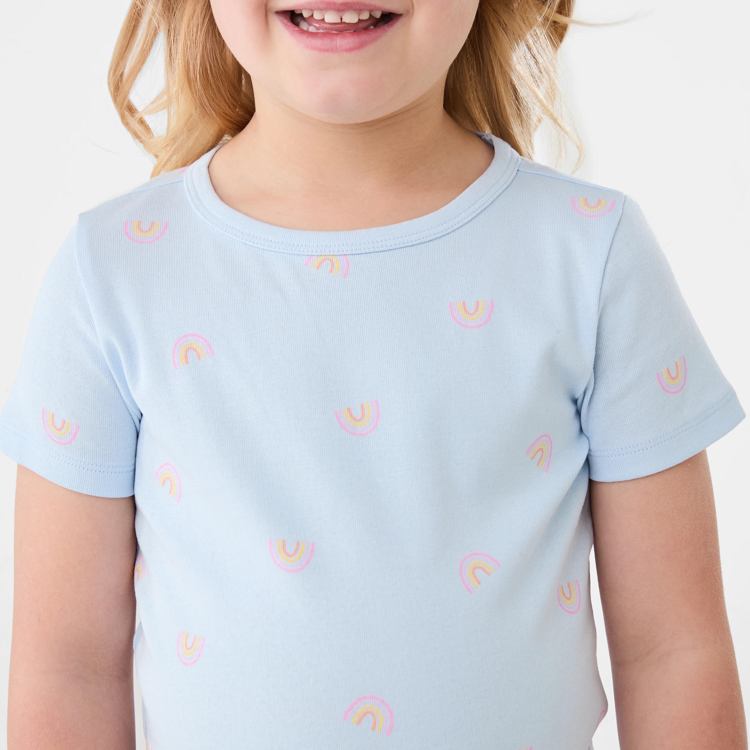 4 Short Sleeve Ribbed Pyjama Set BLUE RAINBOW, 4 of 8