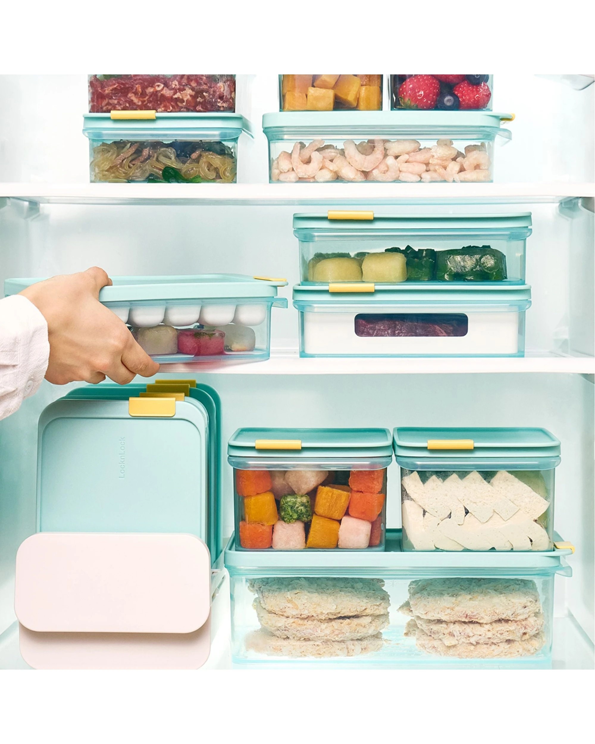 6 Lock & Lock Freezer Fit Rectangular Airtight Stackable Food Container 2.2L, 6 of 6