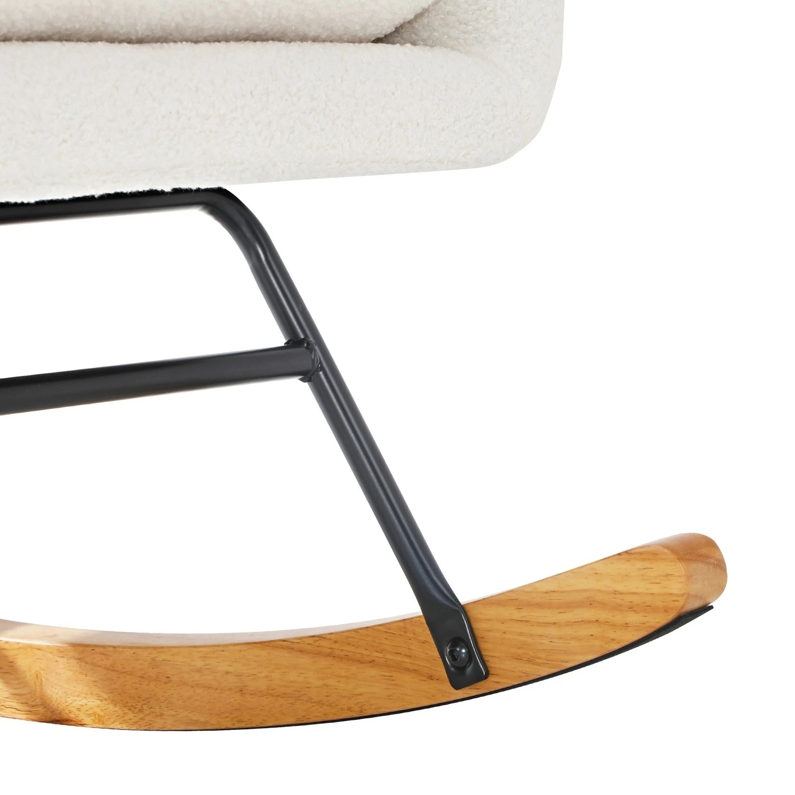 7 Oikiture 2x Rocking Chair Nursing Armchair Sherpa Chairs With 2 Pillow - White, 7 of 10