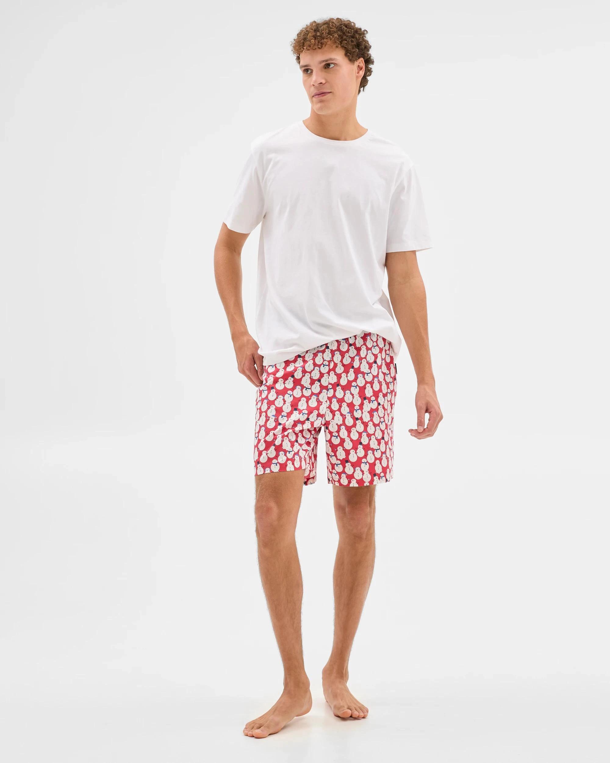 1 Christmas Snowman Mens Woven Lounge Sleep Short - Maxx CHRISTMAS SNOWMAN, 1 of 5