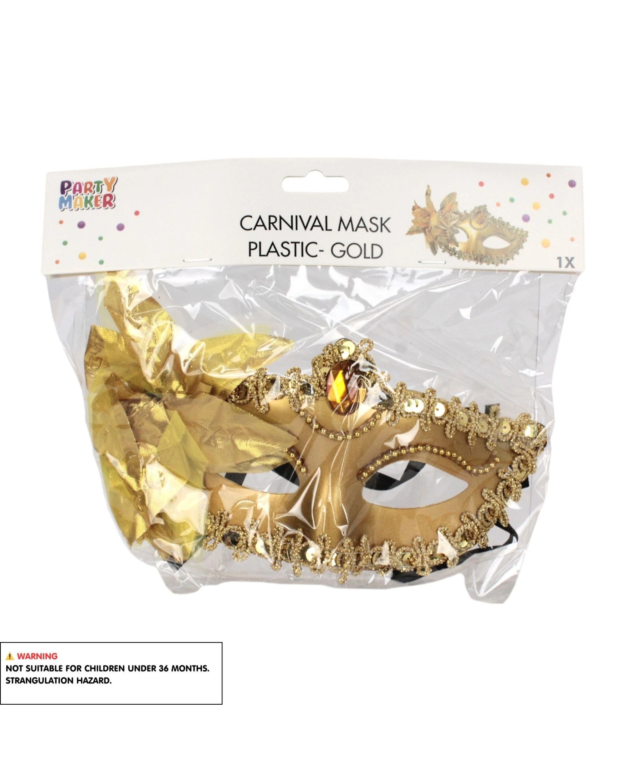 2 Party Maker Adult Carnival Masquerade Mask - One Size - Gold, 2 of 2