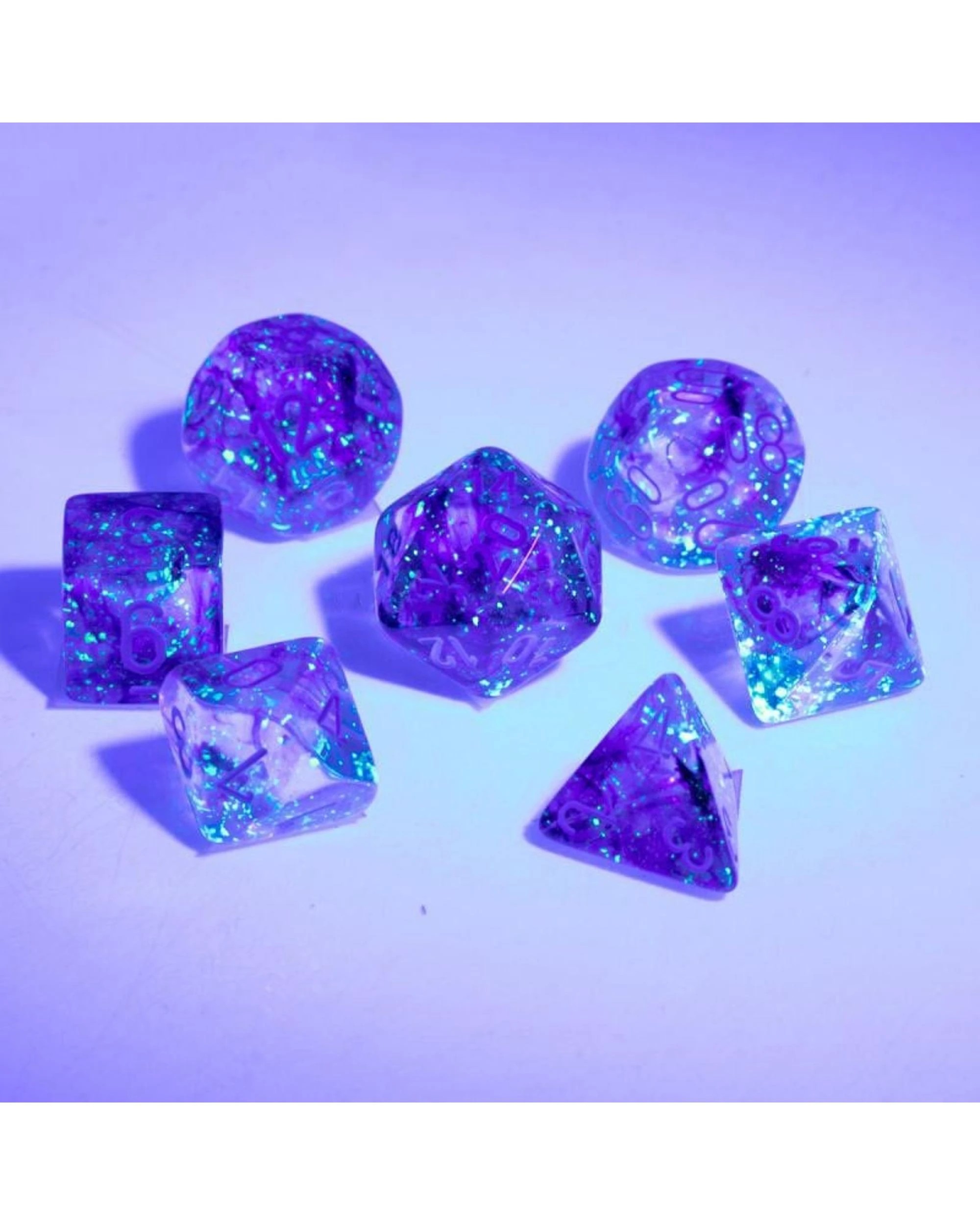 2 Chessex Nebula Luminary Polyhedral 7-Die Dice Set - Nocturnal / Blue, 2 of 2