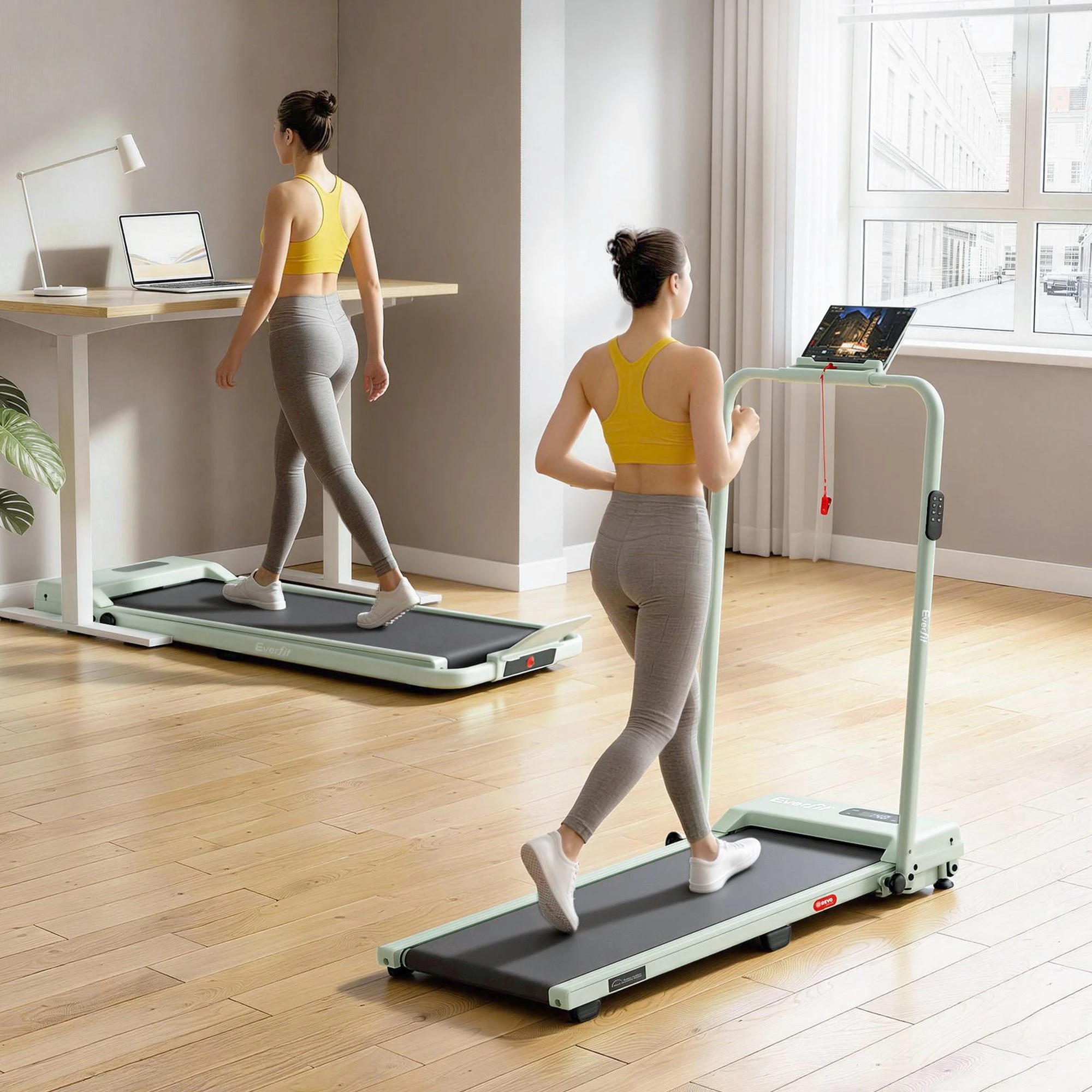 3 Everfit 3 in 1 Walking Pad Treadmill 12% Incline Under Desk Foldable for Home - Green, 3 of 10