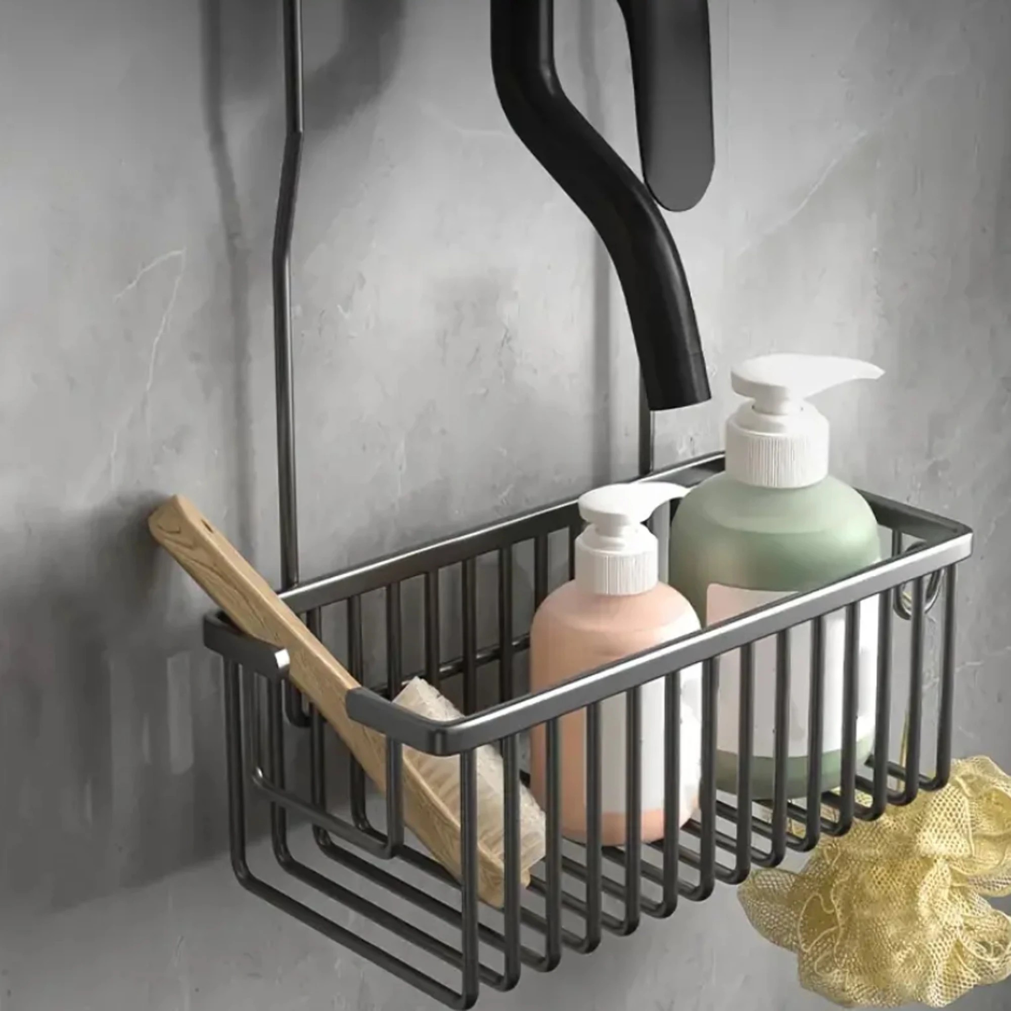 4 TODO Hanging Shower Rack Bathroom Caddy Aluminium Alloy Rust Free Waterproof Bath Storage Organizer - Grey - Grey, 4 of 6