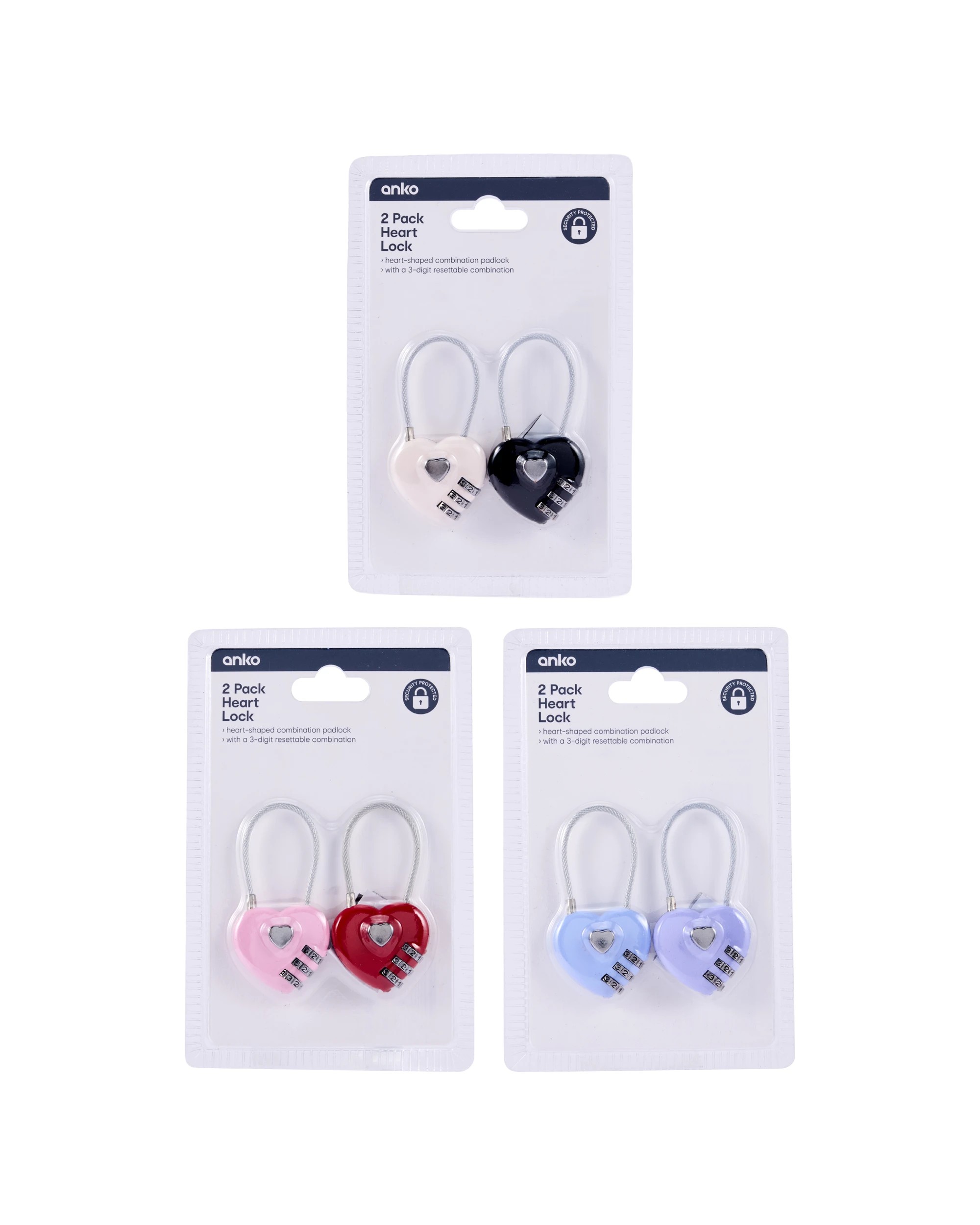 4 2 Pack Heart Lock - Assorted, 4 of 4
