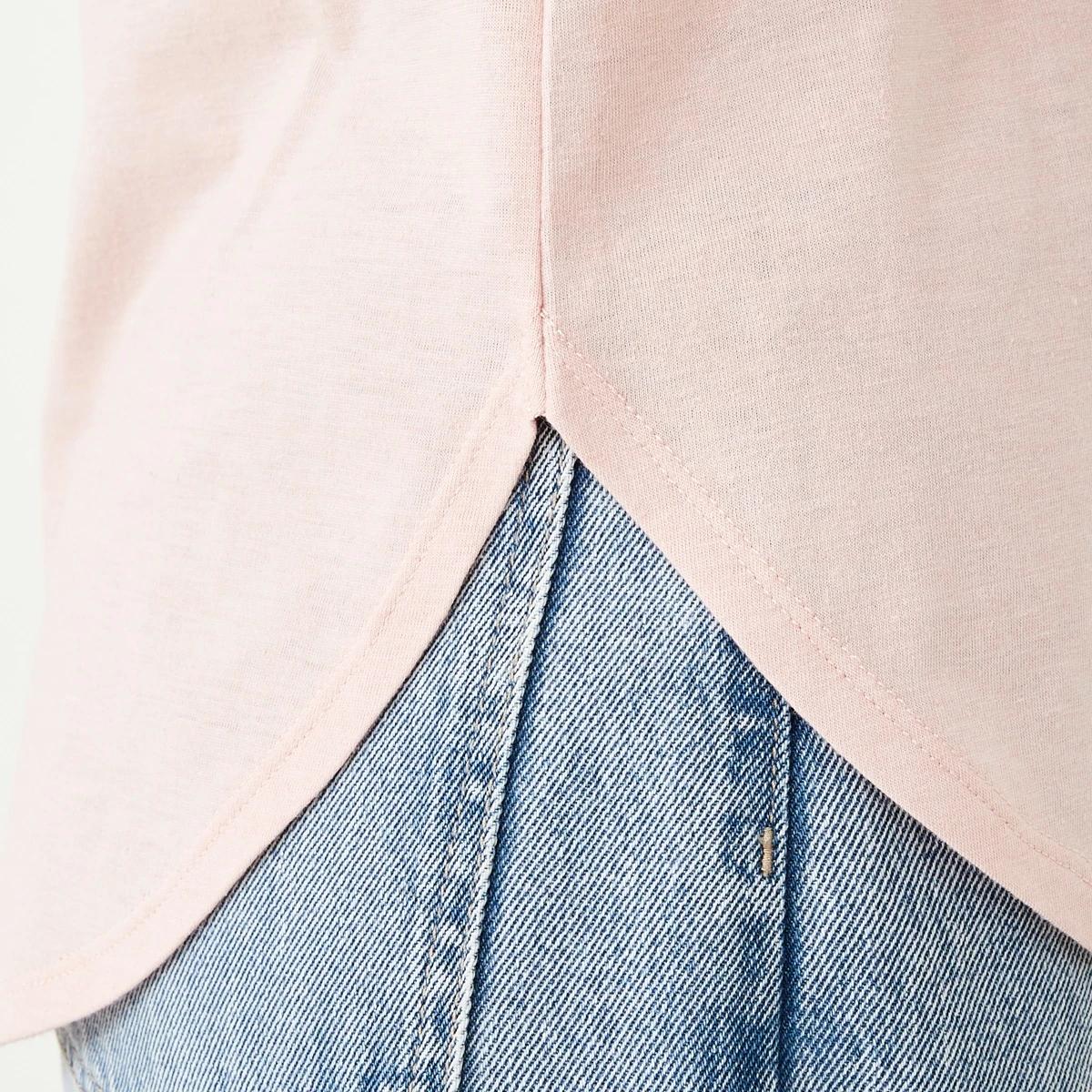 6 Extended Sleeve Slub T-shirt Rose Pink, 6 of 6