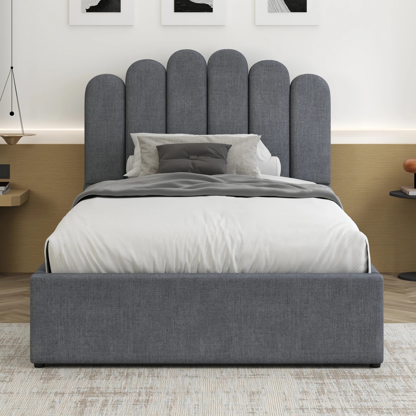 3 Alfordson Bed Frame King Single Gas Lift Storage Base Wooden Milton - Grey, 3 of 10