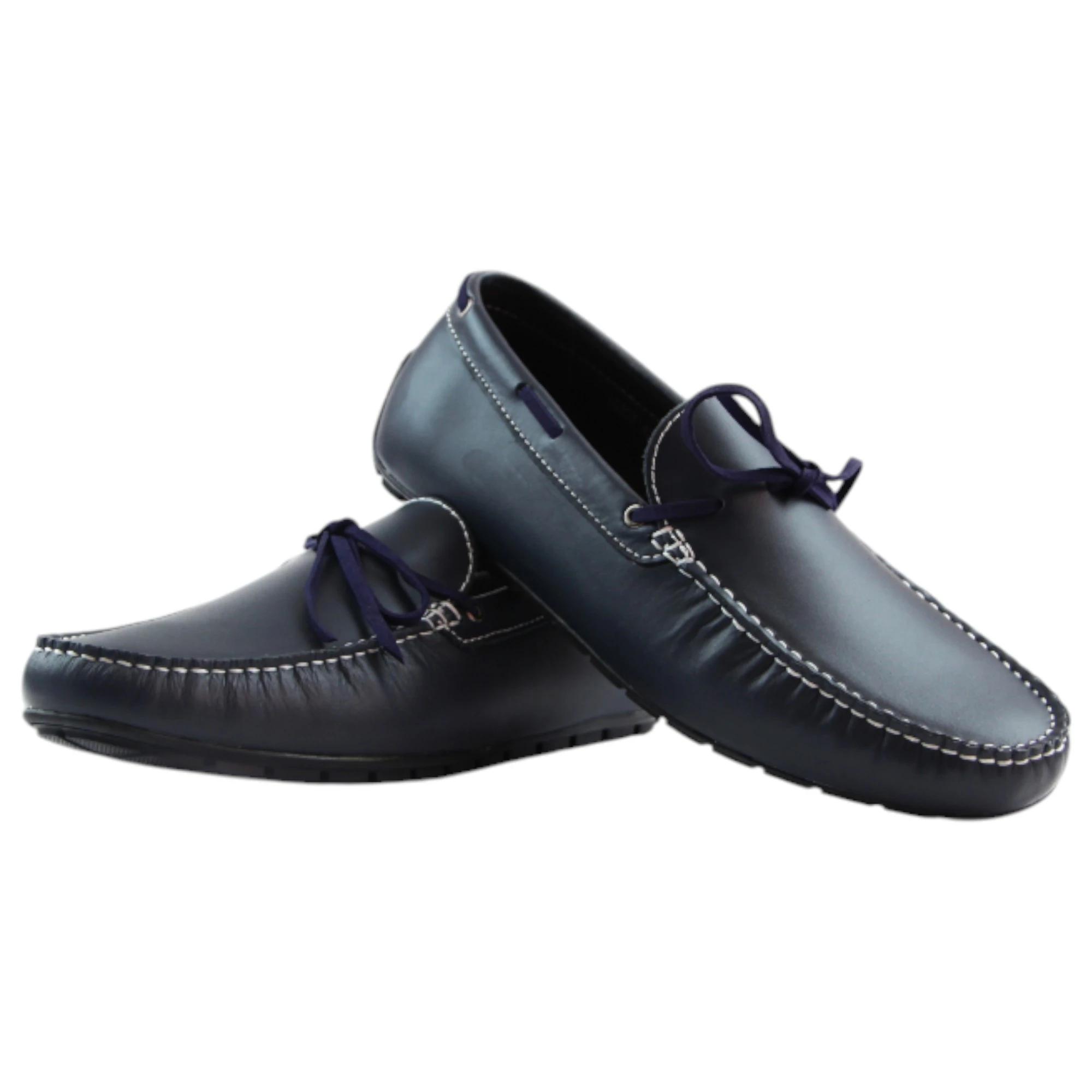 3 Zasel Anchor Boat Shoes Leather Mens Casual Slip On Deck Grip Loafers DARK BLUE, 3 of 3