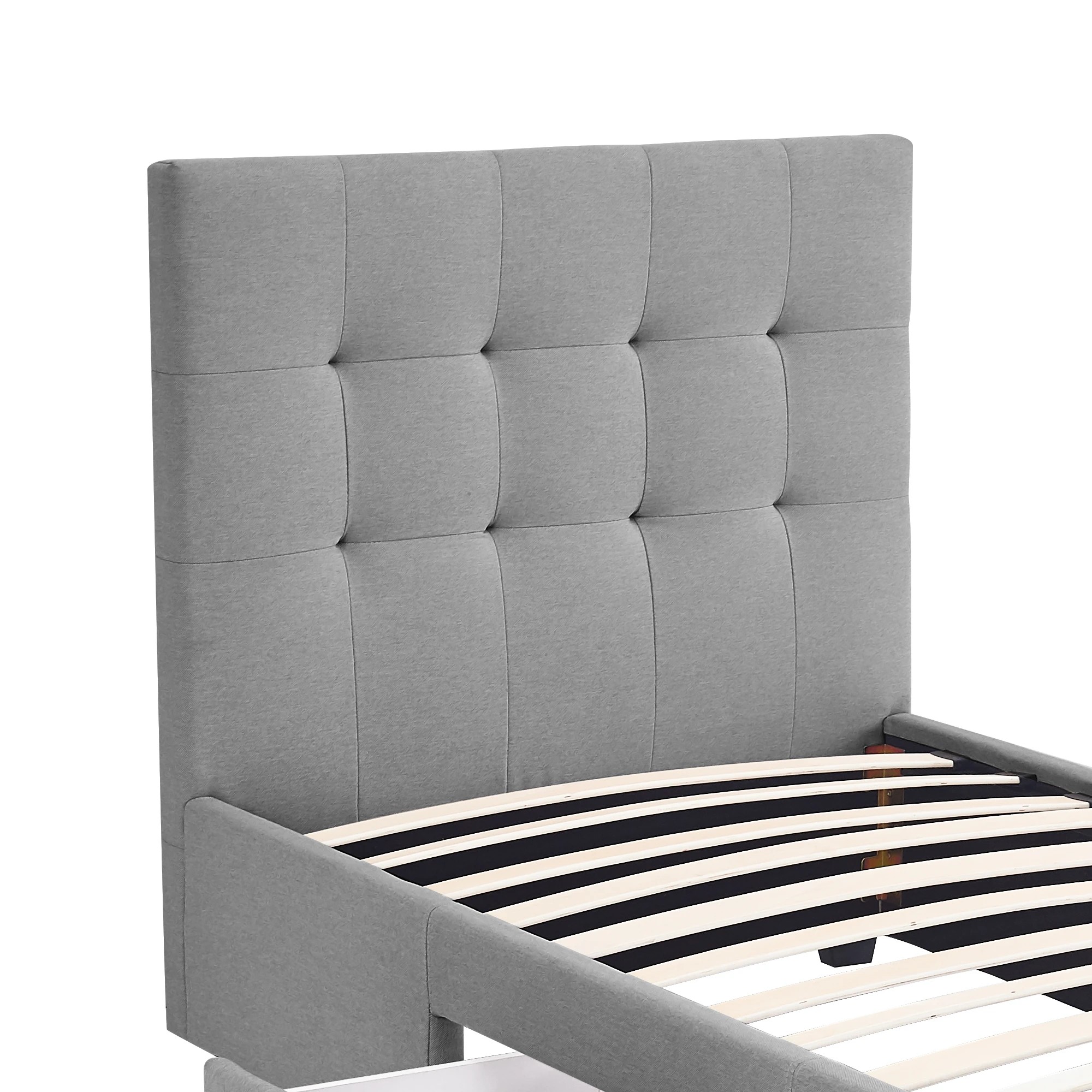 5 Levede Single  Fabric Bed Frame Base With Storage Drawers - Grey, 5 of 9