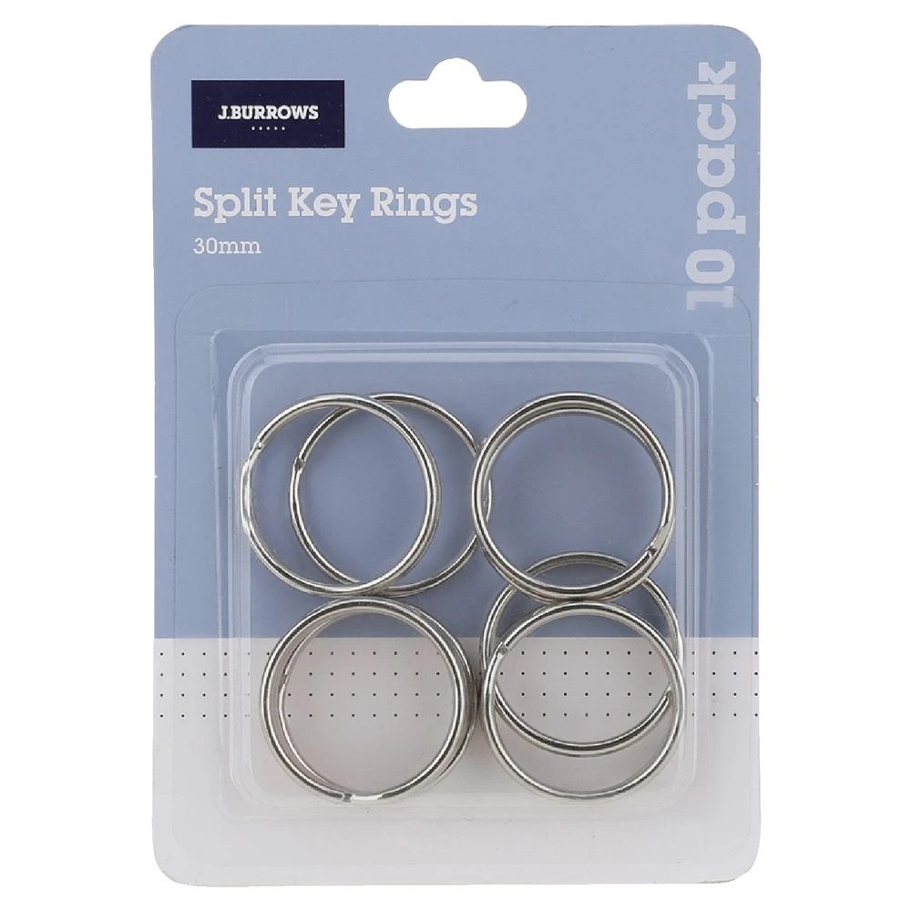 3 J.Burrows Split Key Rings 30mm Silver 10 Pack, 3 of 3