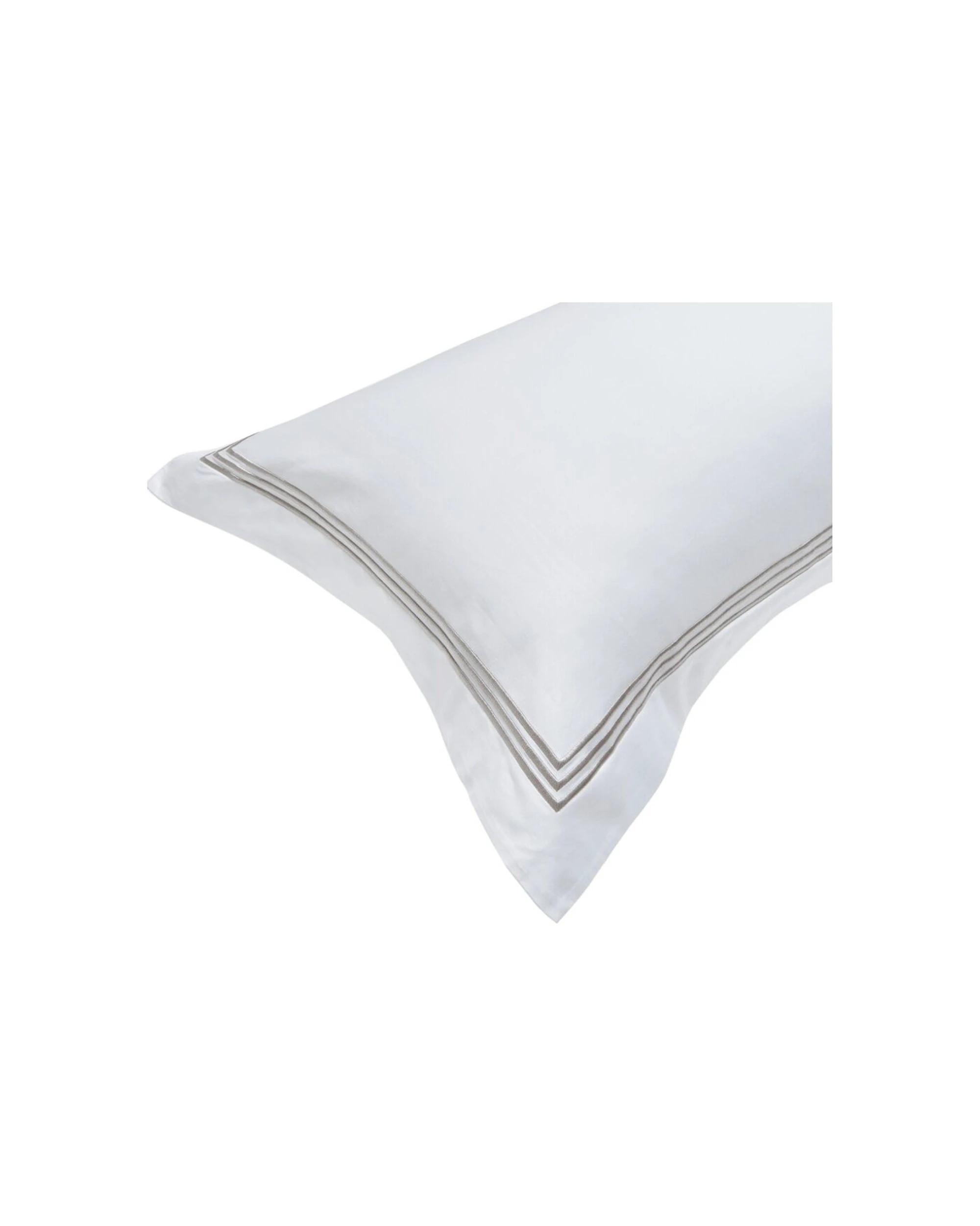 2 Grosvenor House 500TC Hotel Embroidered Tailored Pillowcase With Taupe - White, 2 of 3