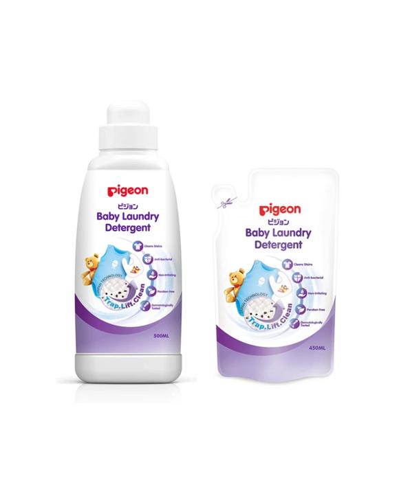 Pigeon Baby Laundry Detergent Concentrated Gentle Formula 500ml and 450ml Refill. - Plain