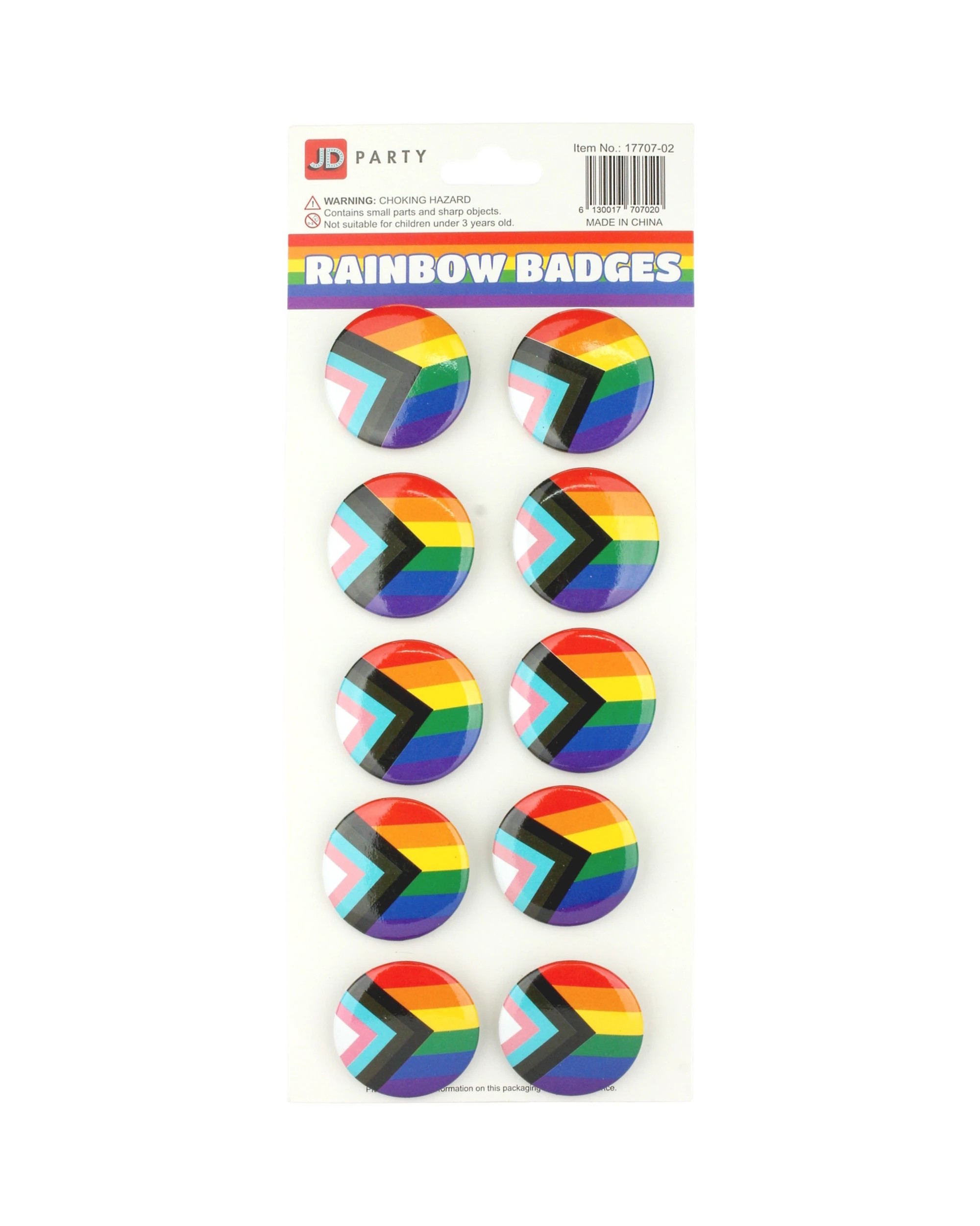 1 Partyrama Progress Pride Flag Badges Pack of 10, 1 of 1