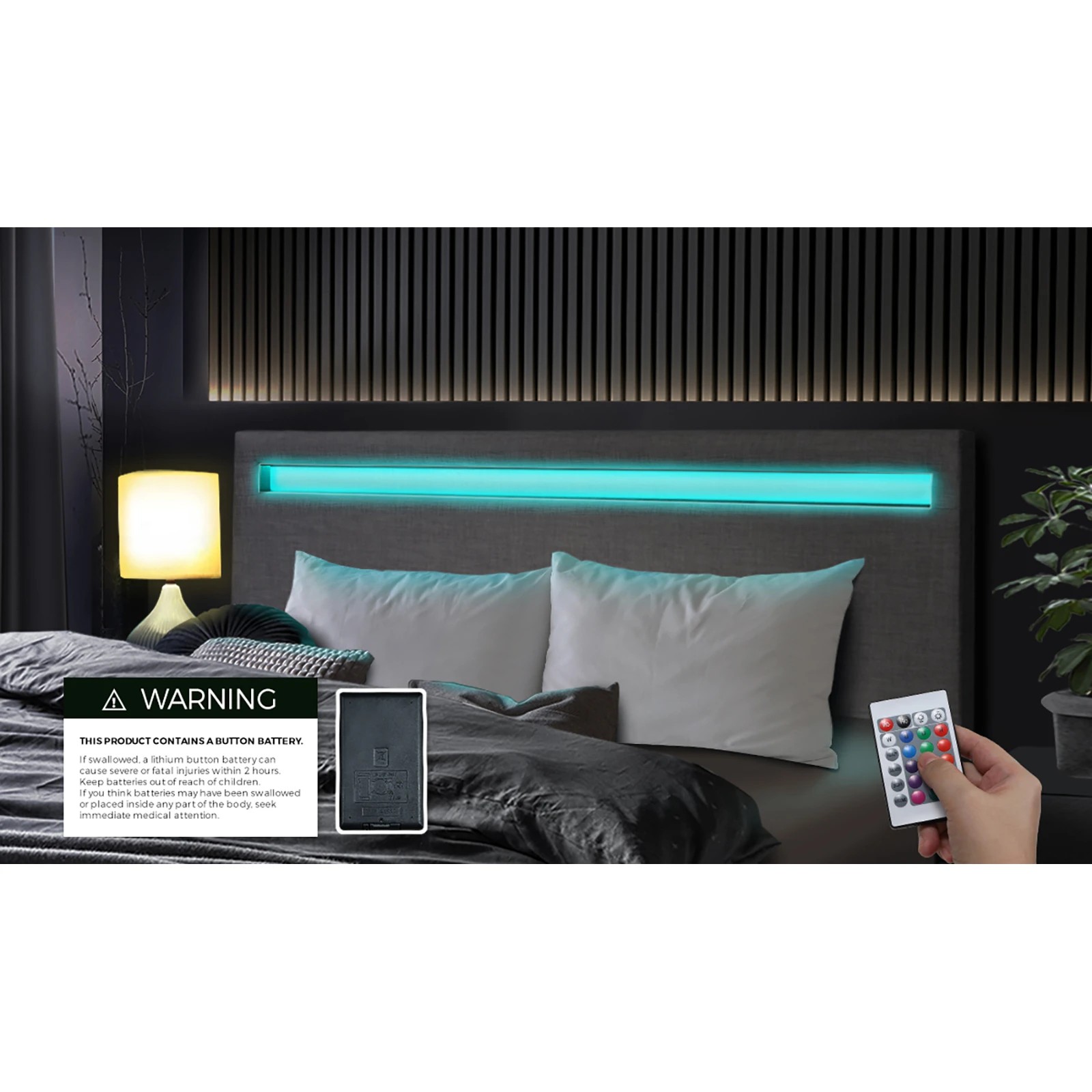 4 Oikiture Queen Bed Frame With Rgb Led Headboard
 - Grey, 4 of 10