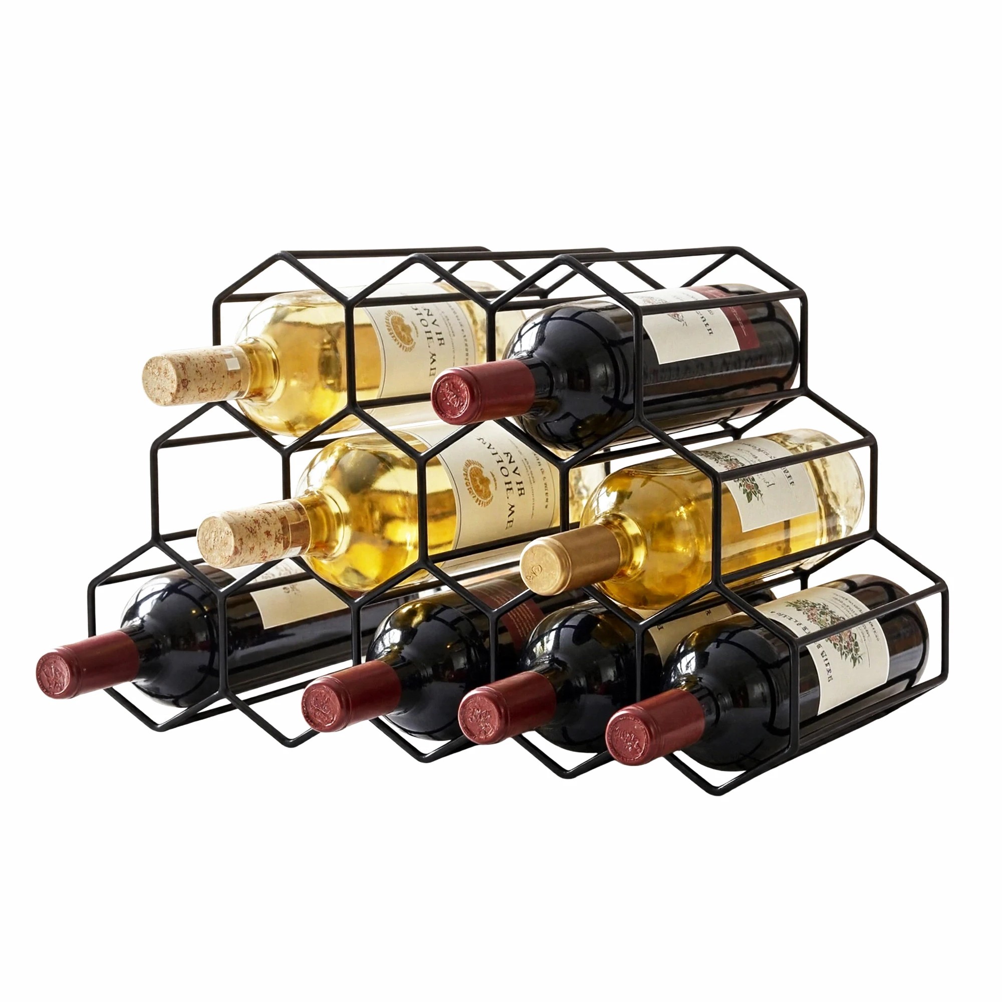 1 Artiss Wine Rack Metal 12 Bottle Display Organizer No Assembly Required - Black, 1 of 1