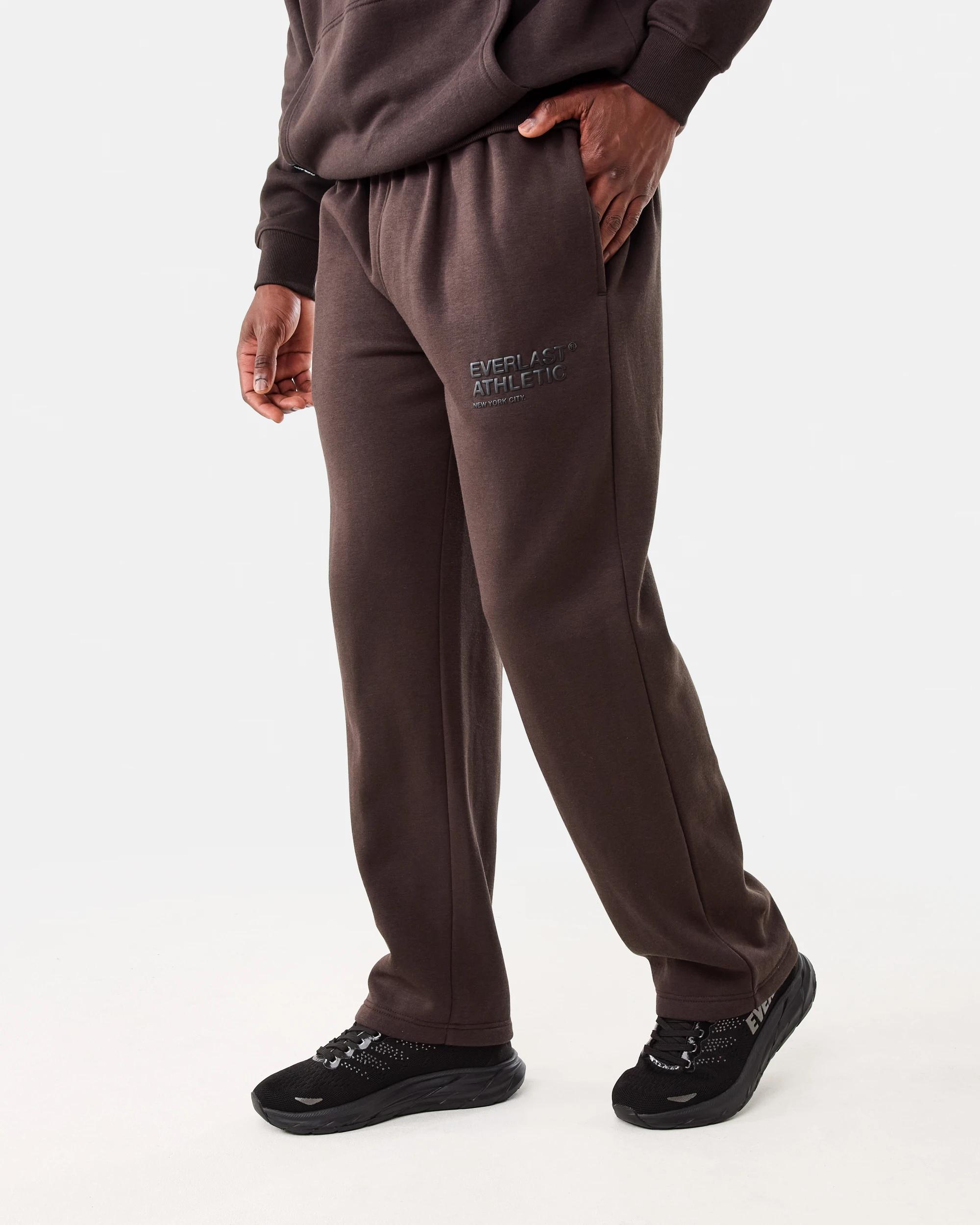 2 Everlast Mens Wide Leg trackpant Choc Brown, 2 of 8