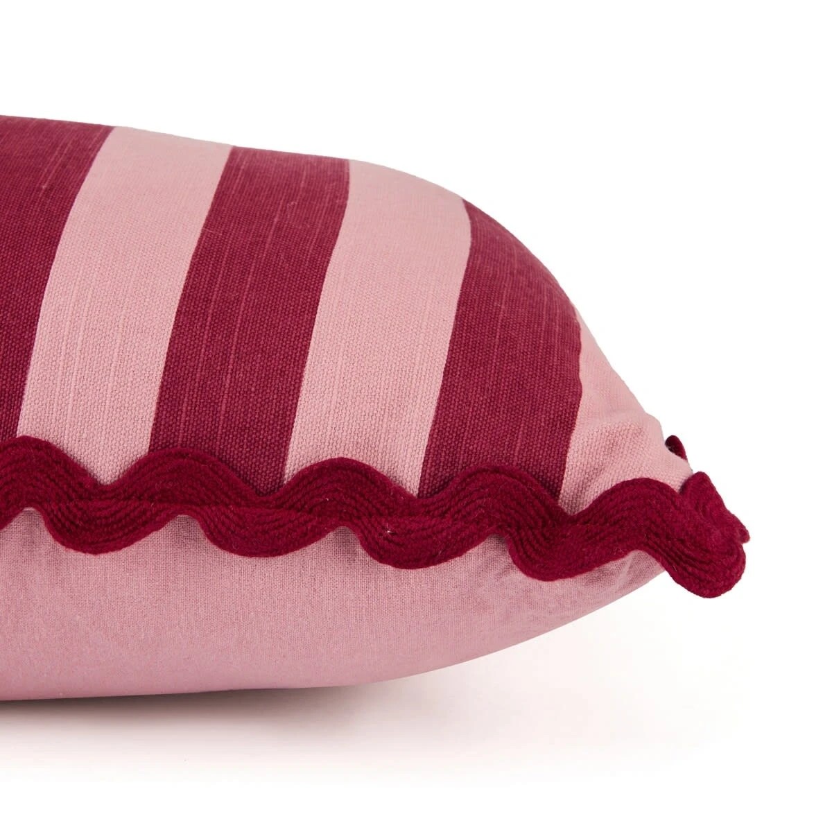 2 Stripe Ric Rac Cushion - Red and Pink, 2 of 4