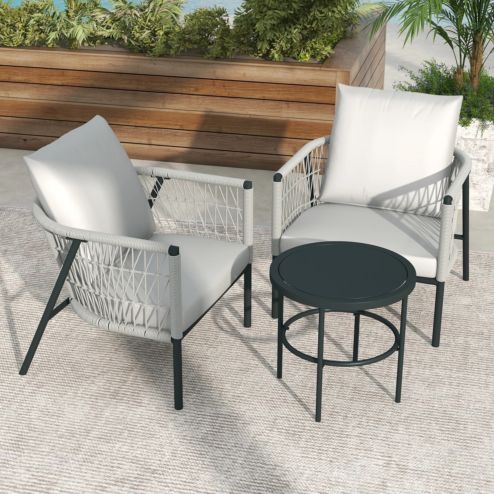 1 Arcadia Furniture Reims 3 Piece Patio Outdoor Weather Resistant Set Stylish - Grey - Grey, 1 of 10
