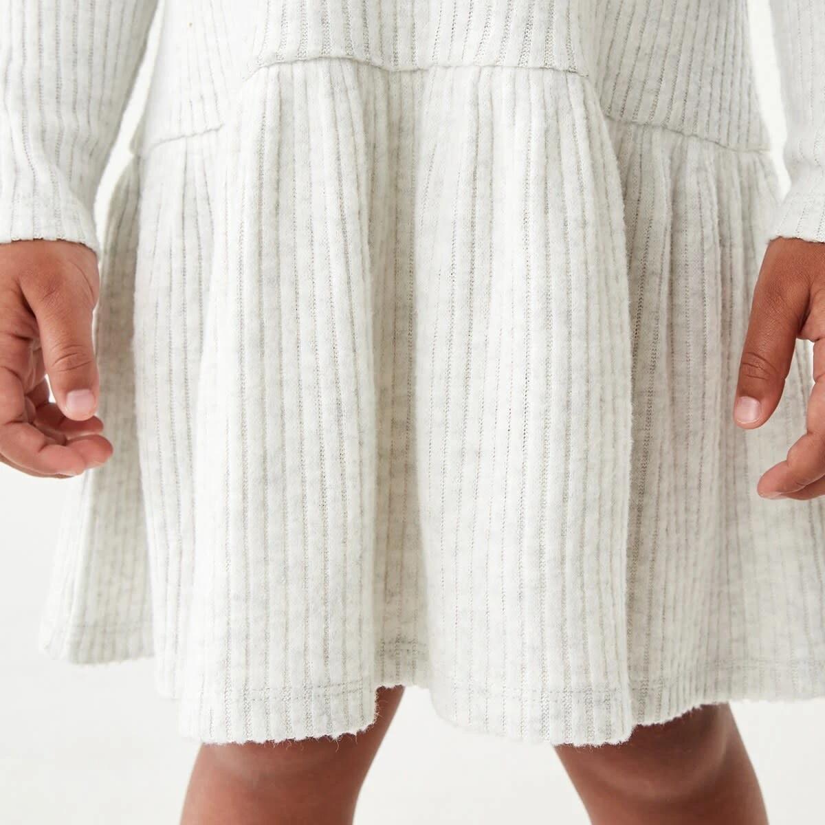 5 Long Sleeve Brushed Rib Dress Wht Marle, 5 of 9