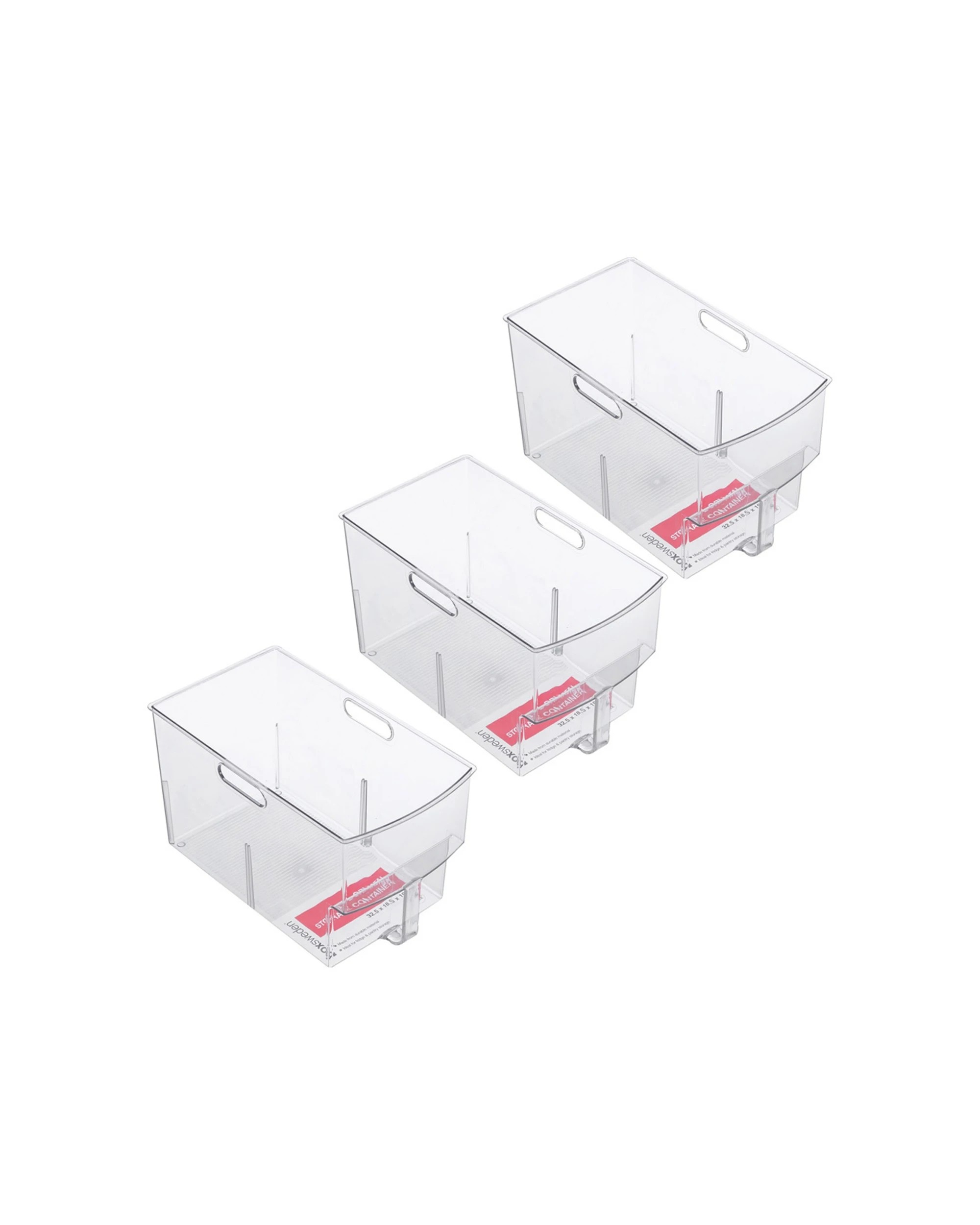 1 BOXSWEDEN Crystal Storage Bin W Handles 3 Pack Fridge Storage Container
 - plain, 1 of 4