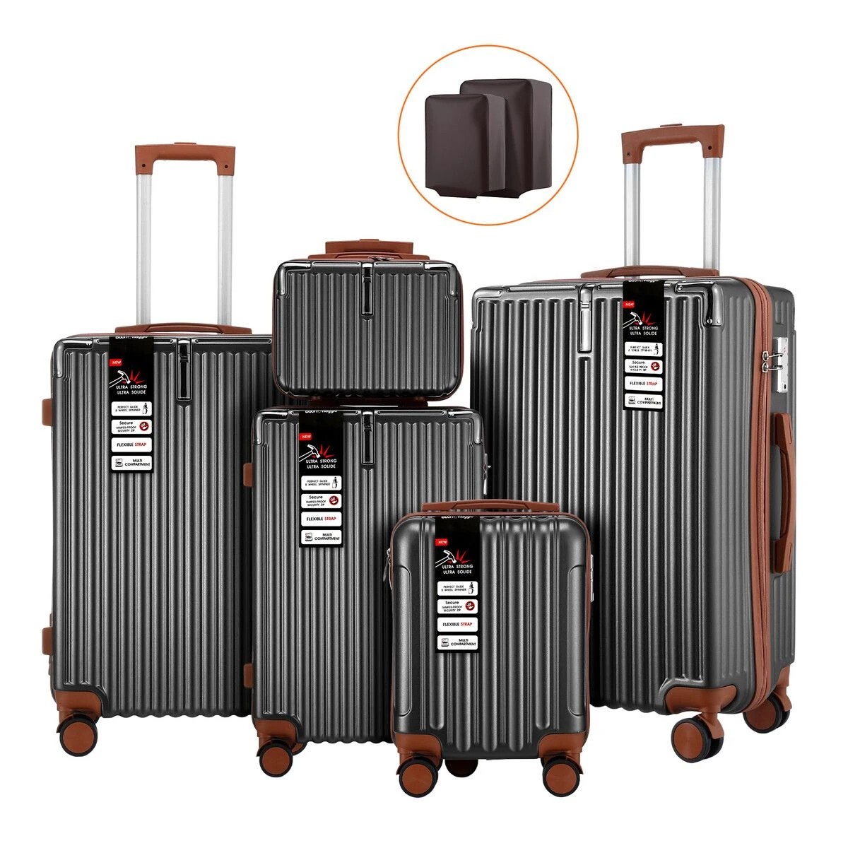 1 Buon Viaggio 5 Piece Suitcases Luggage Set Carry On Checked Travel Case, 1 of 4