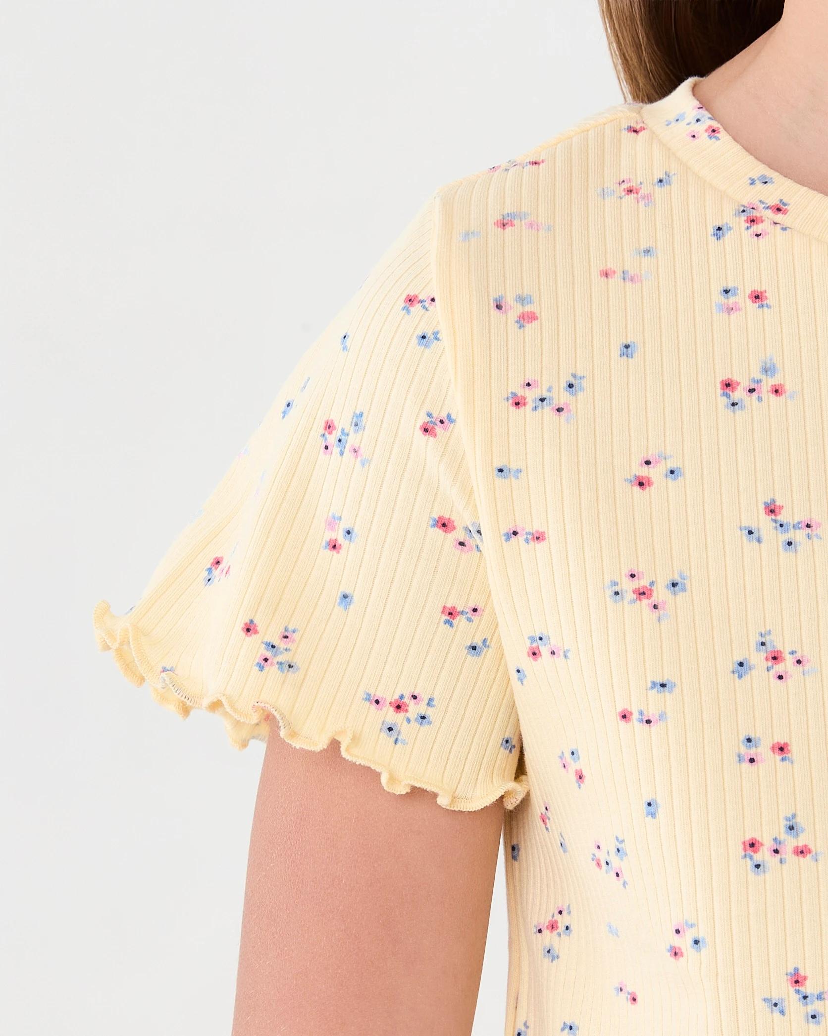5 Short Sleeve Ribbed T-shirt Ylw Floral, 5 of 8