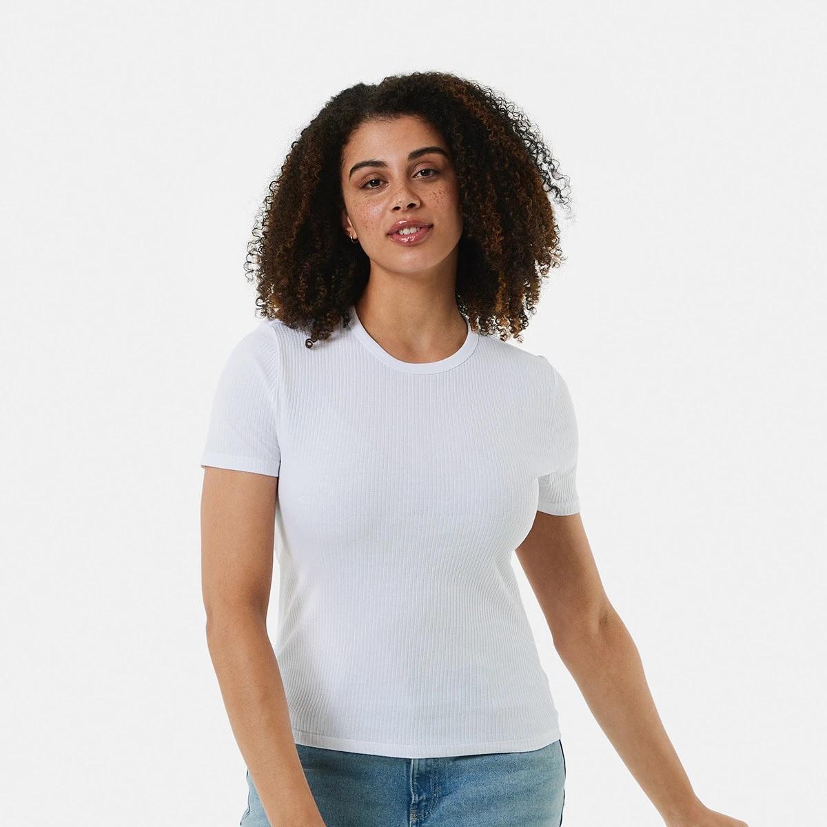 1 Short Sleeve Rib Crew Neck T-shirt White, 1 of 7