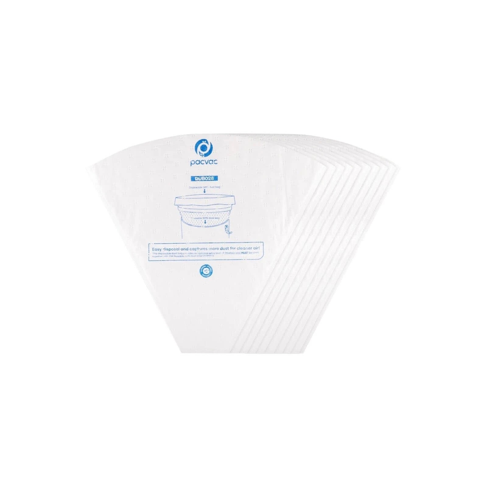 1 Pacvac 10pk SMS Cone Bags For Superpro Backpacks - White, 1 of 1
