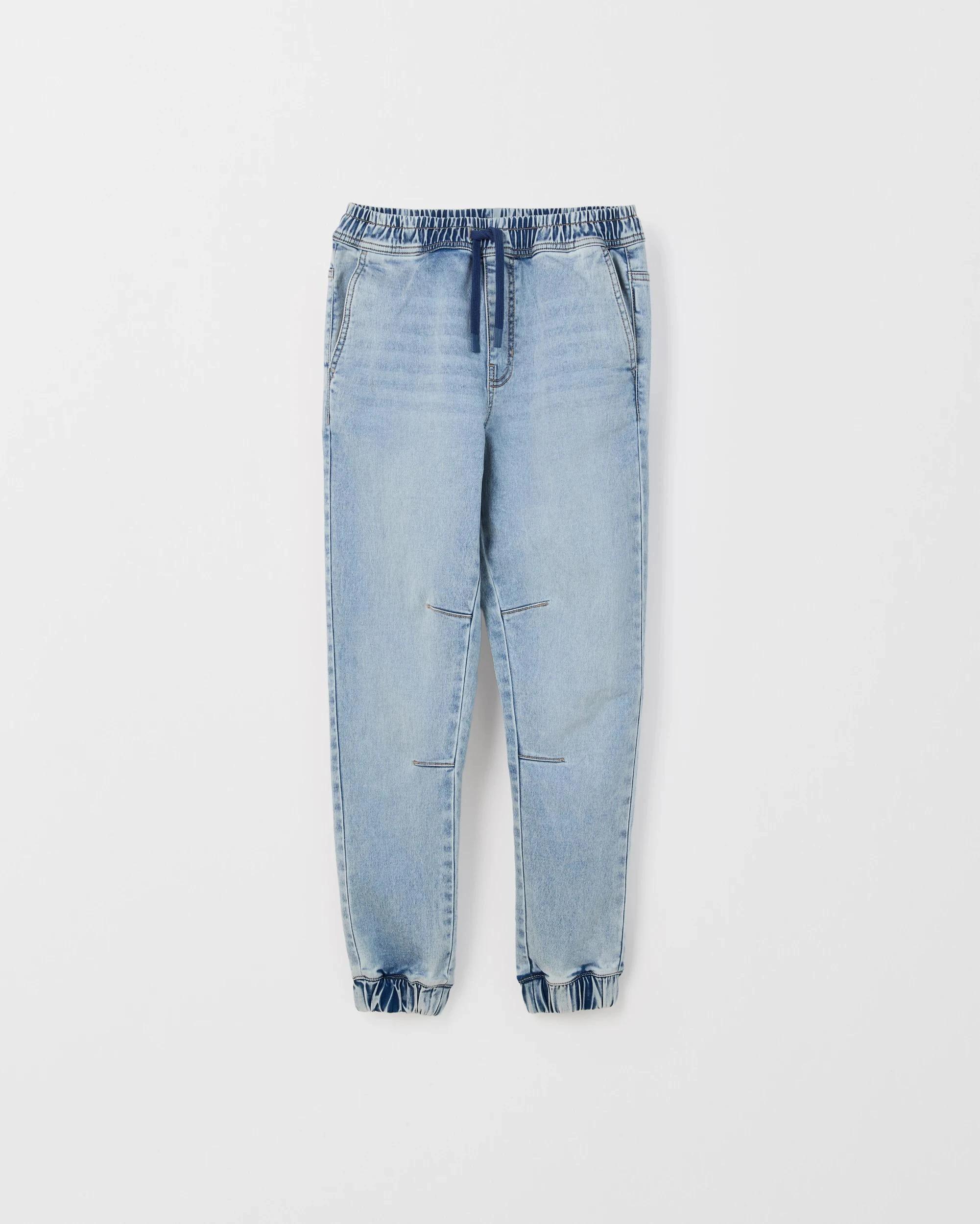 1 Target Kids Elastic Waistband Jogger Denim Jeans LIGHT WASH, 1 of 2