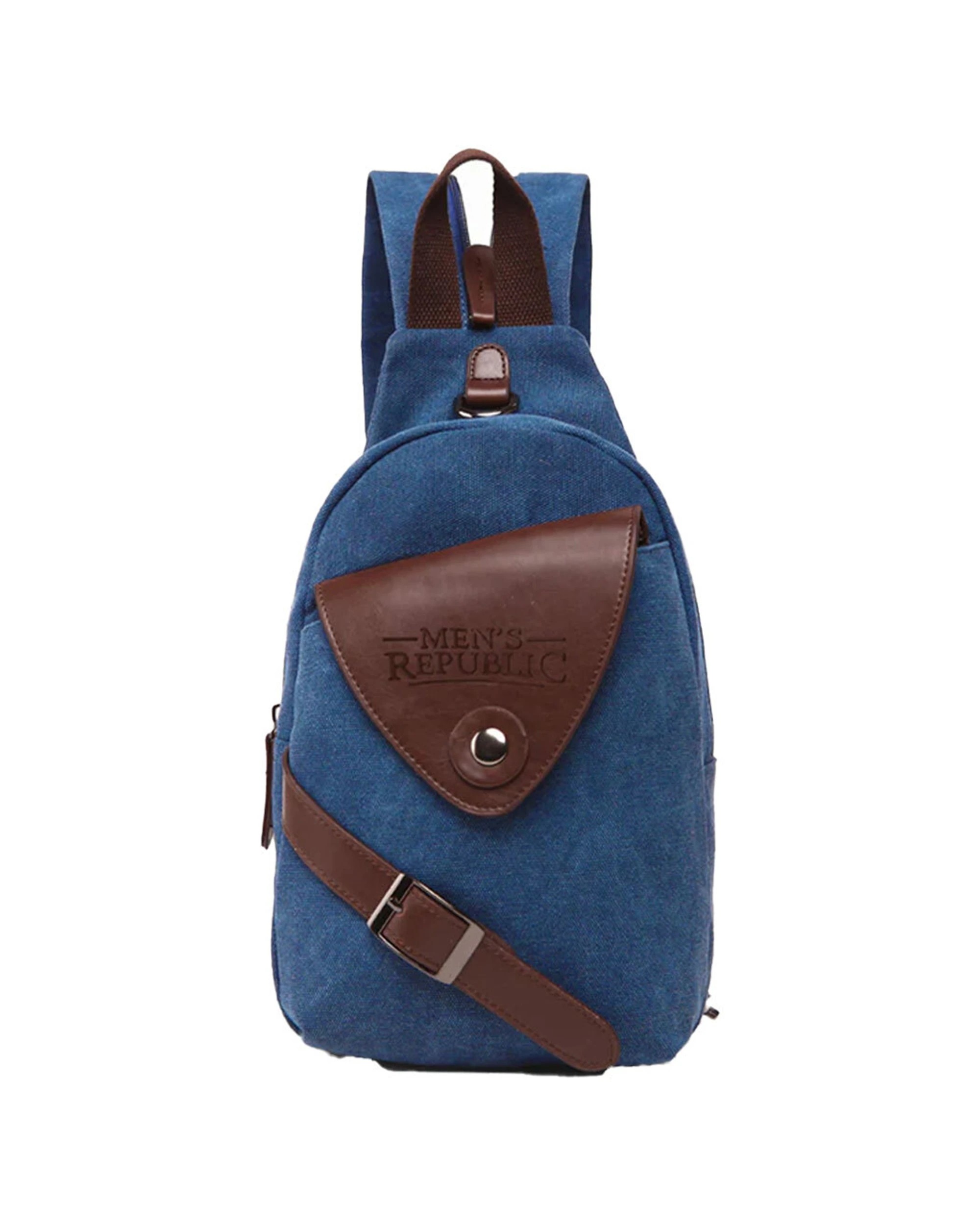 3 Mens Republic Canvas Single Strap Sling Bag Backpack Durable Design 2024 Edition - Blue, 3 of 4