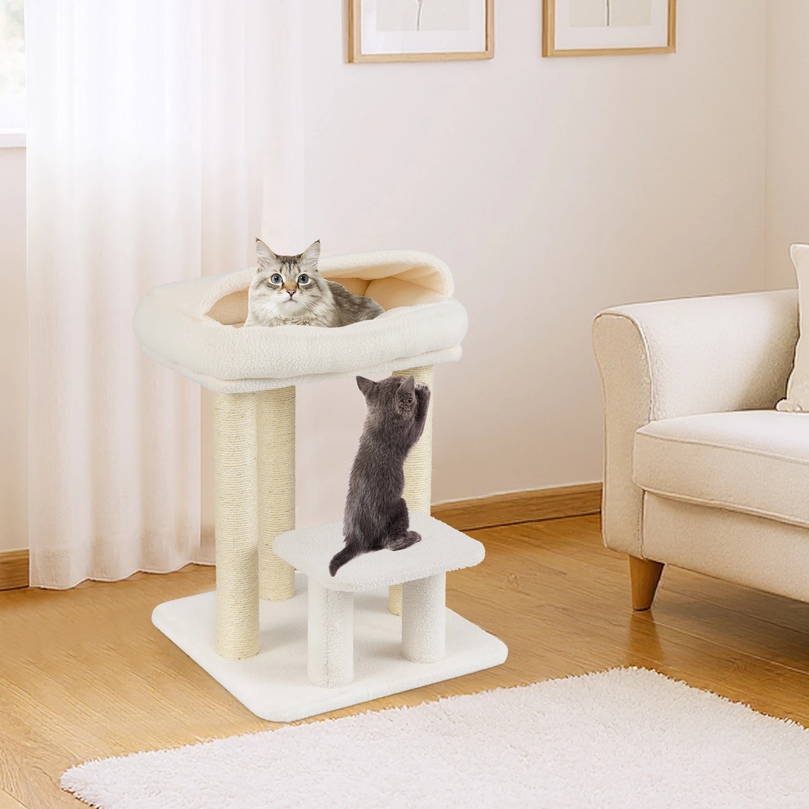 5 Costway Small Cat Tree Tower w/Sisal Scratching Posts Kitten Activity Center, 5 of 7