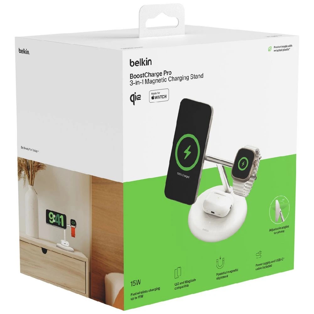 6 Belkin BoostCharge Pro 15W Qi2 3-in-1 Wireless Charger White, 6 of 9