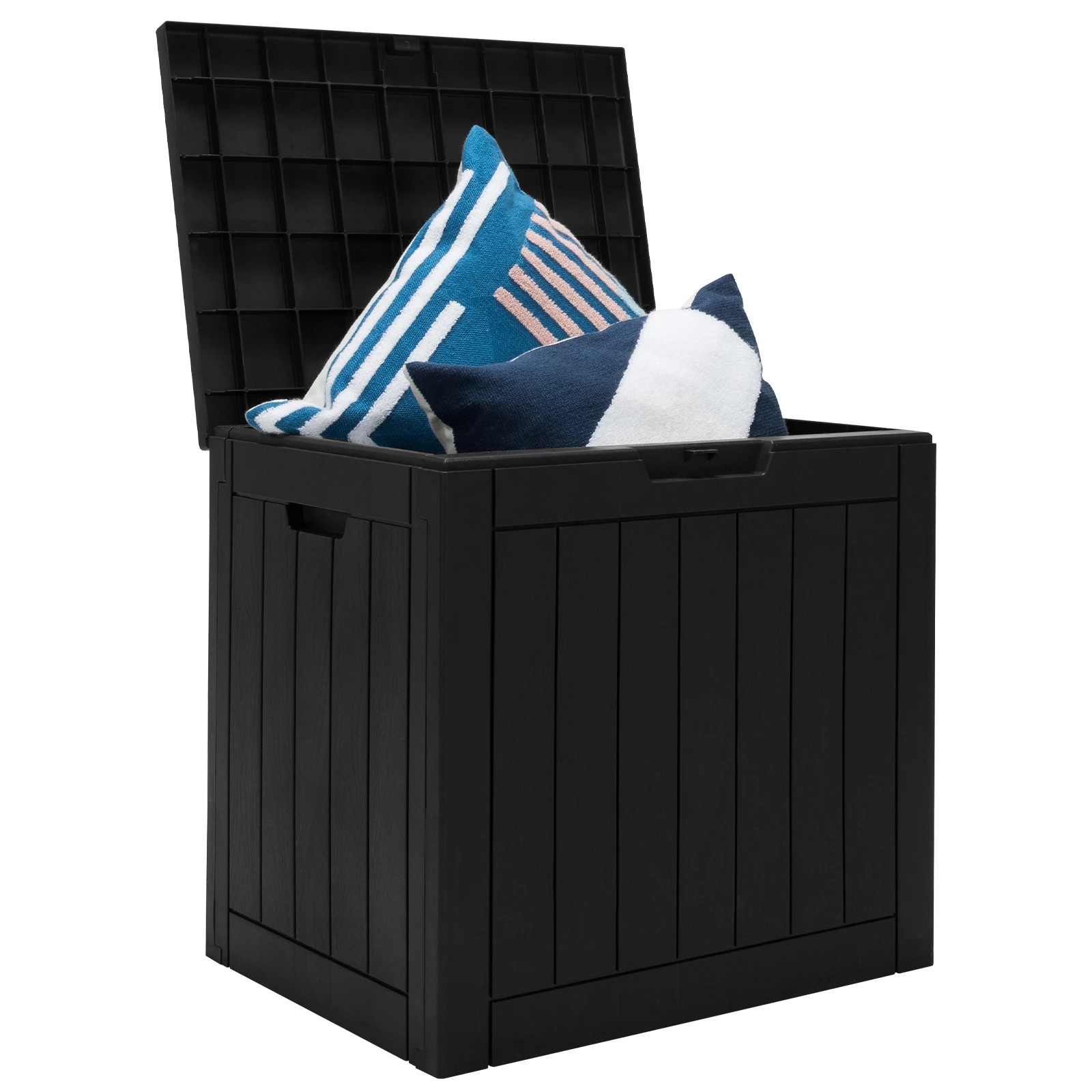 3 Costway 118L Outdoor Storage Box Plastic Deck Box - Black, 3 of 3