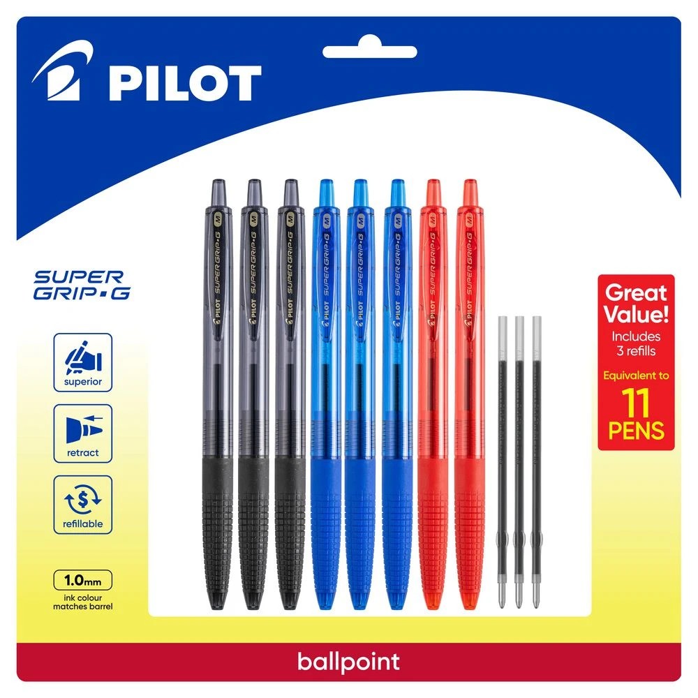 1 PILOT SuperGrip G Retractable Ballpoint 1mm Assorted 11 Pack, 1 of 7