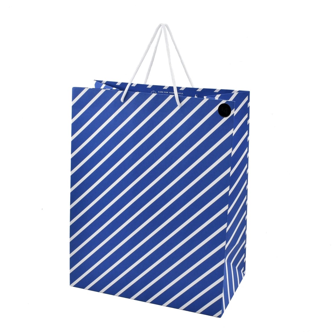 1 Hallmark Large Blue Diagonal White Stripe Gift Bag, 1 of 3