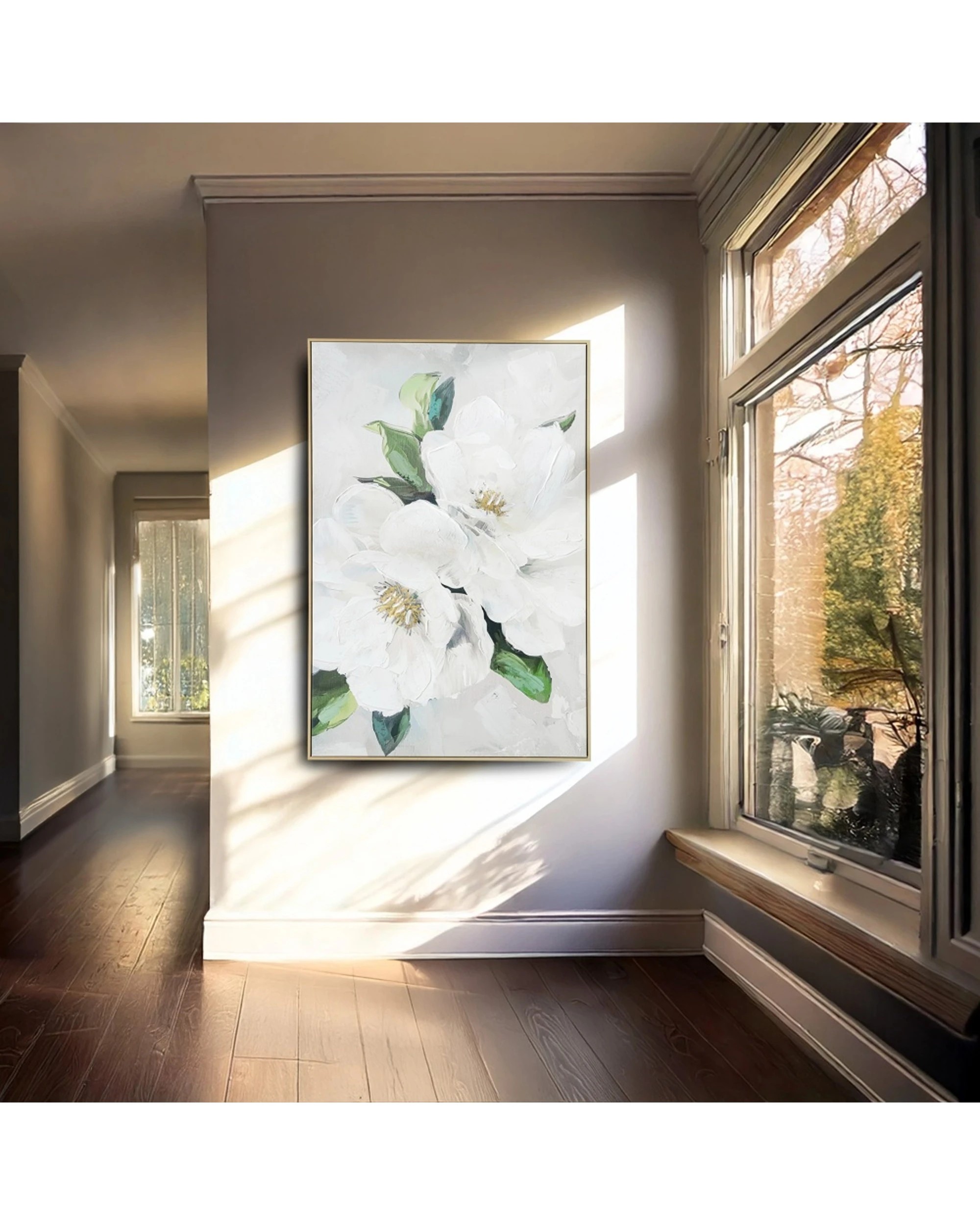 6 Urban Style Brushmarks Embellished Canvas Painting Artwork Magnolia 1225mm - White, 6 of 7