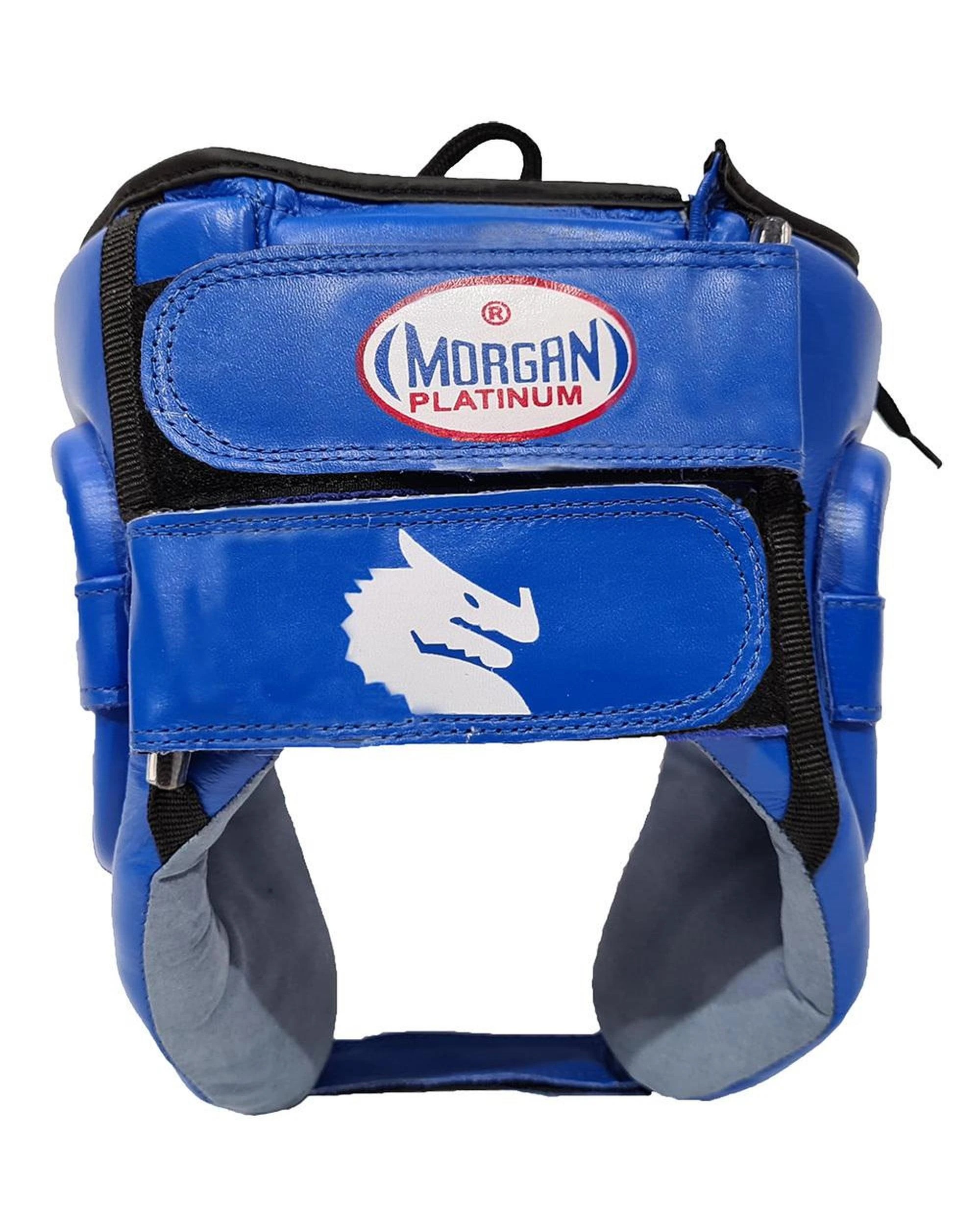 4 Morgan Platinum Open Face Leather Head Guard Extra Large - Blue, 4 of 5