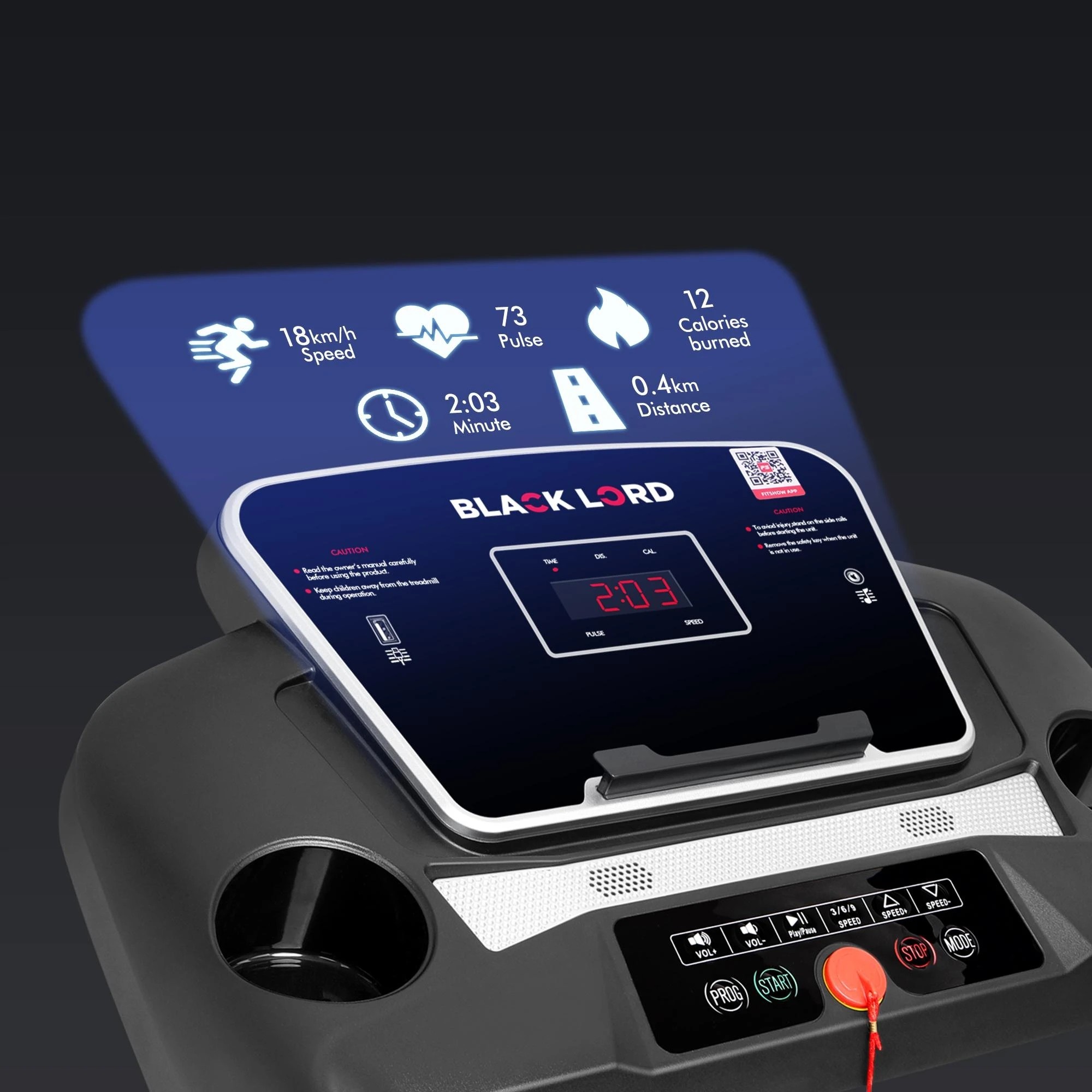 7 Black Lord Treadmill Electric Exercise Machine Run Home Gym Fitness Foldable, 7 of 10