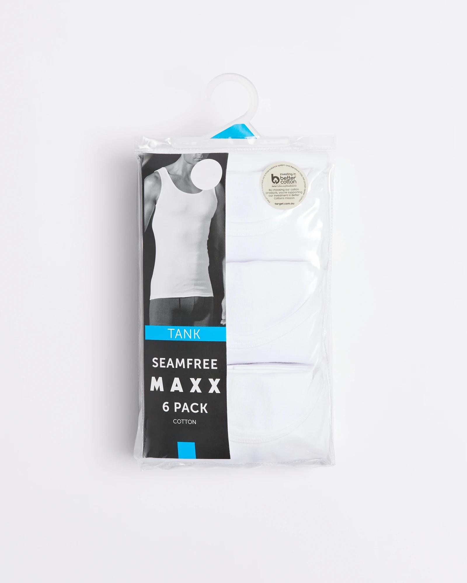 6 Maxx 6 Pack Seamfree Singlets WHITE, 6 of 6