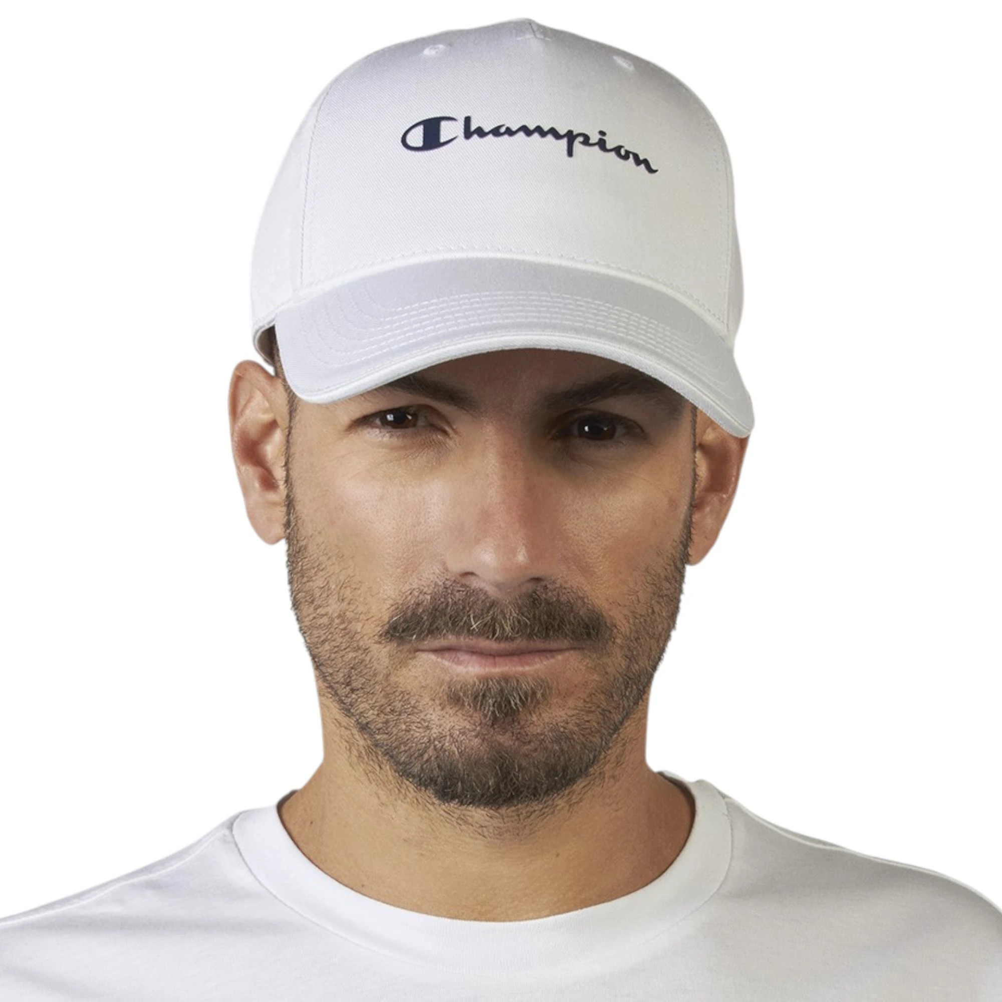 5 Champion Mens Baseball Cap Cotton White Hat - ONE SIZE - White, 5 of 5
