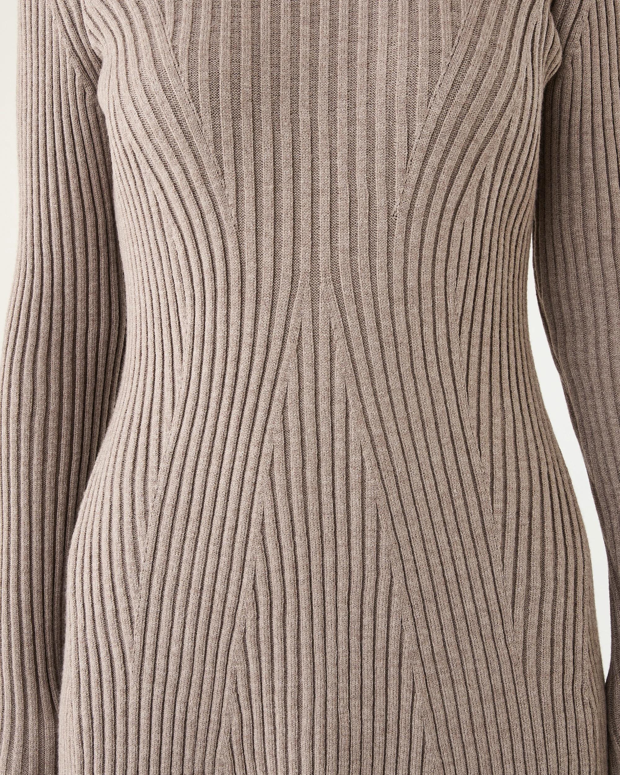 6 Long Sleeve True Knit Skater Mini Dress Bge Otml, 6 of 8