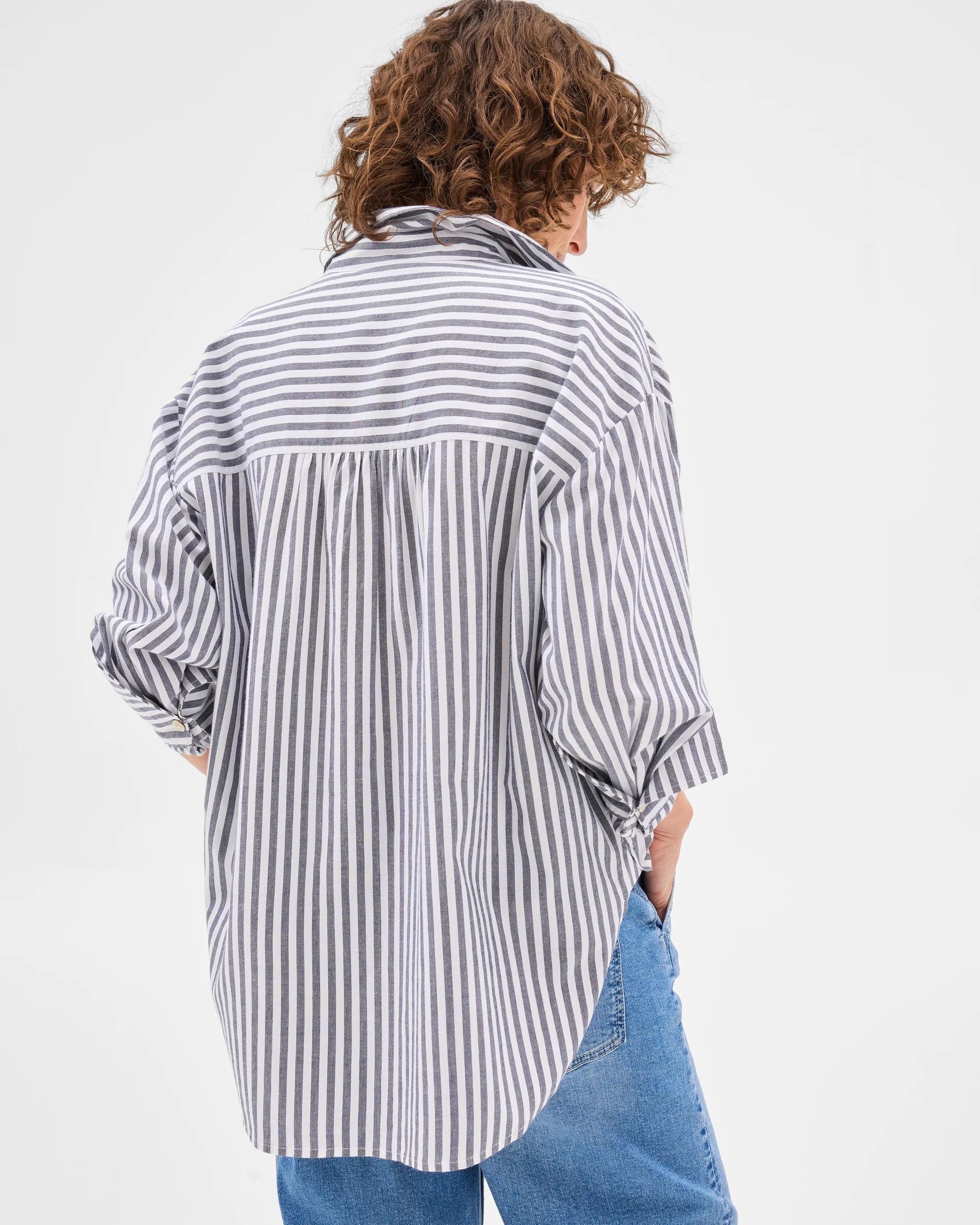 4 Target Long Sleeve Oversized Stripe Shirt NAVY + WHITE, 4 of 6