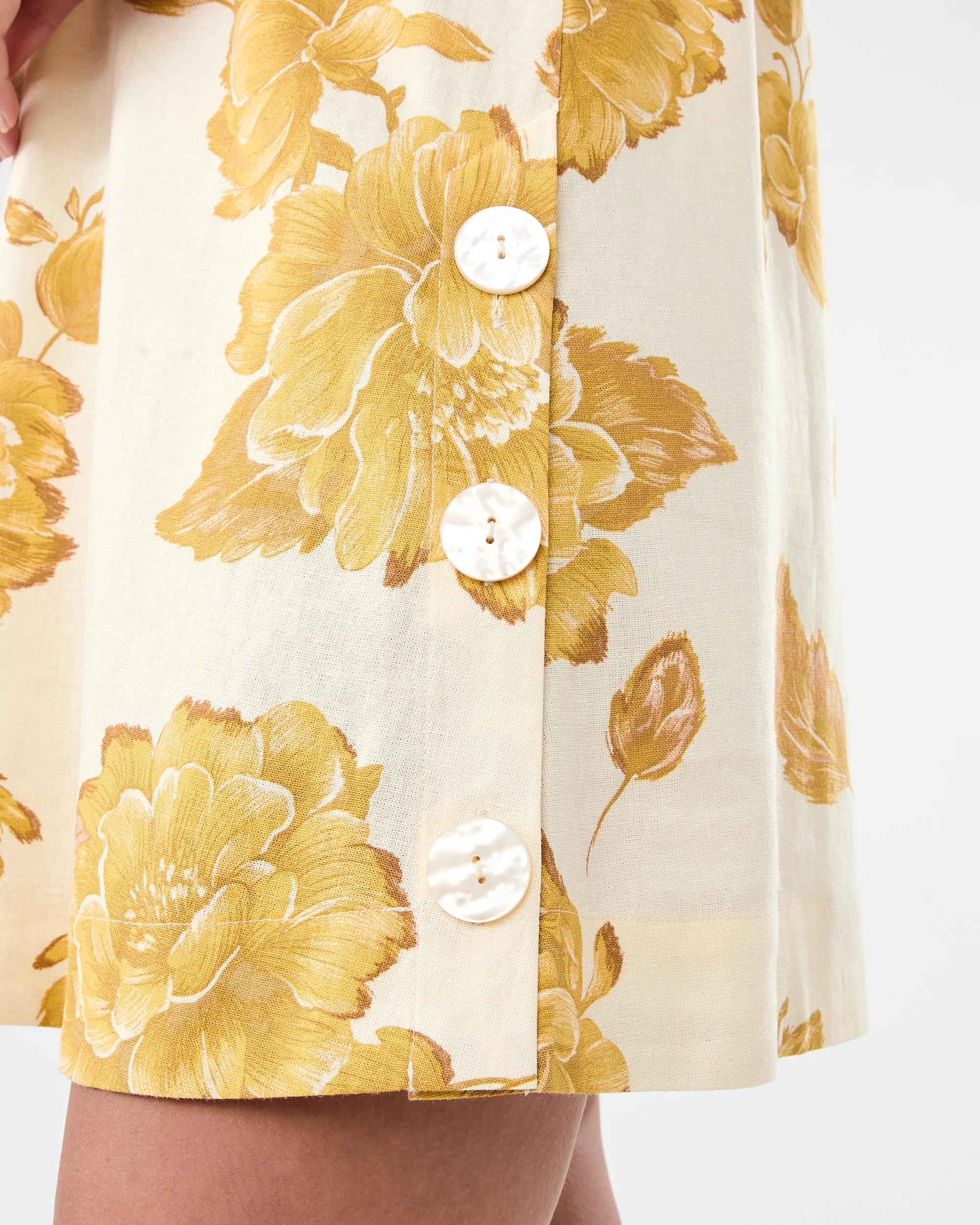 6 Sleeveless Linen Blend Button Detail Mini Dress Boho Flral, 6 of 7