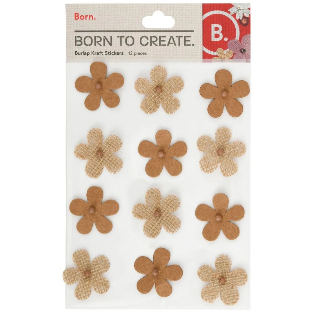 1 Born Kraft Beaded Flowers Stickers 12 Pack, 1 of 2