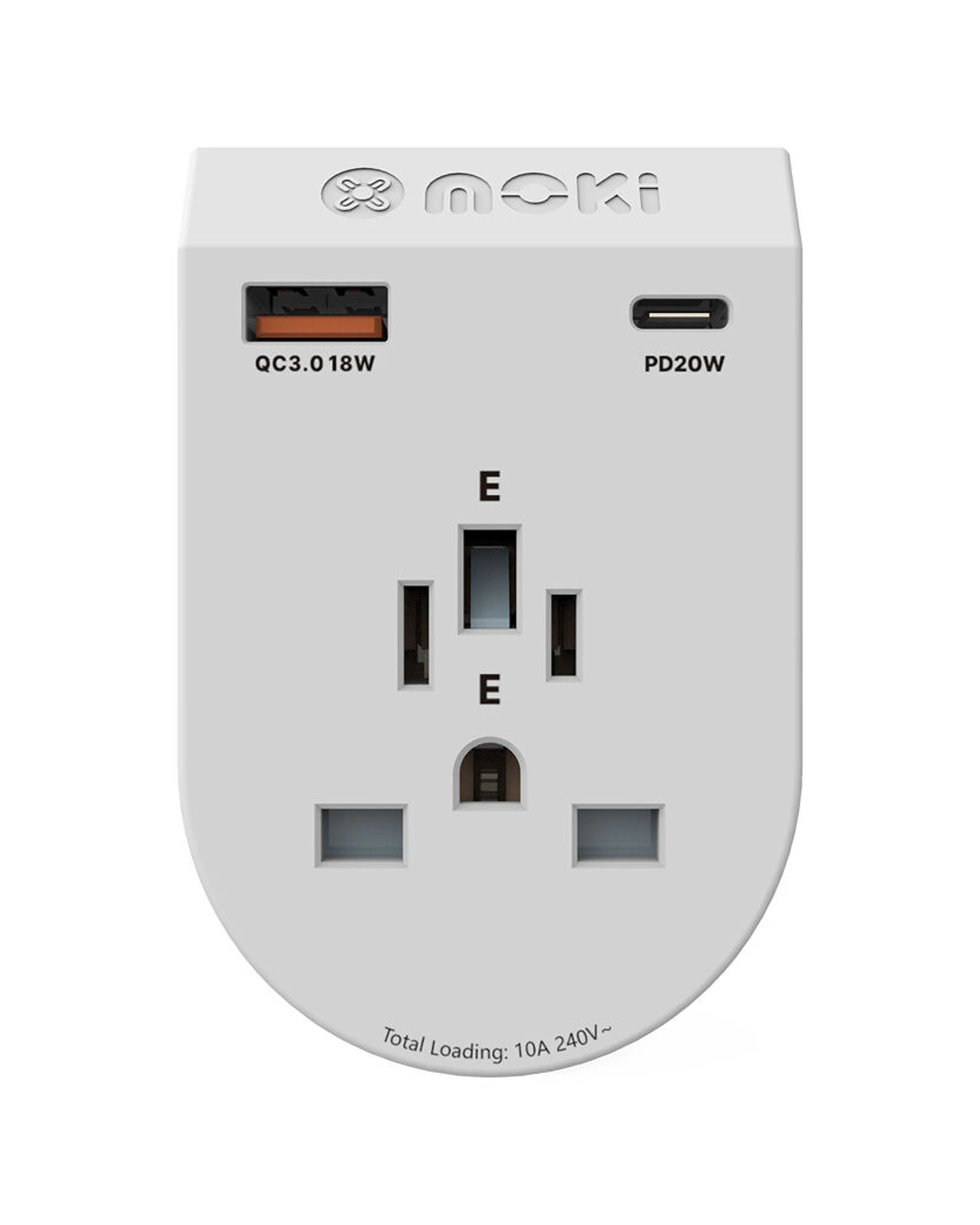 2 Moki Travel Adaptor Plus Inbound World Excludes Europe With Type-C & USB-A Charger - White, 2 of 3