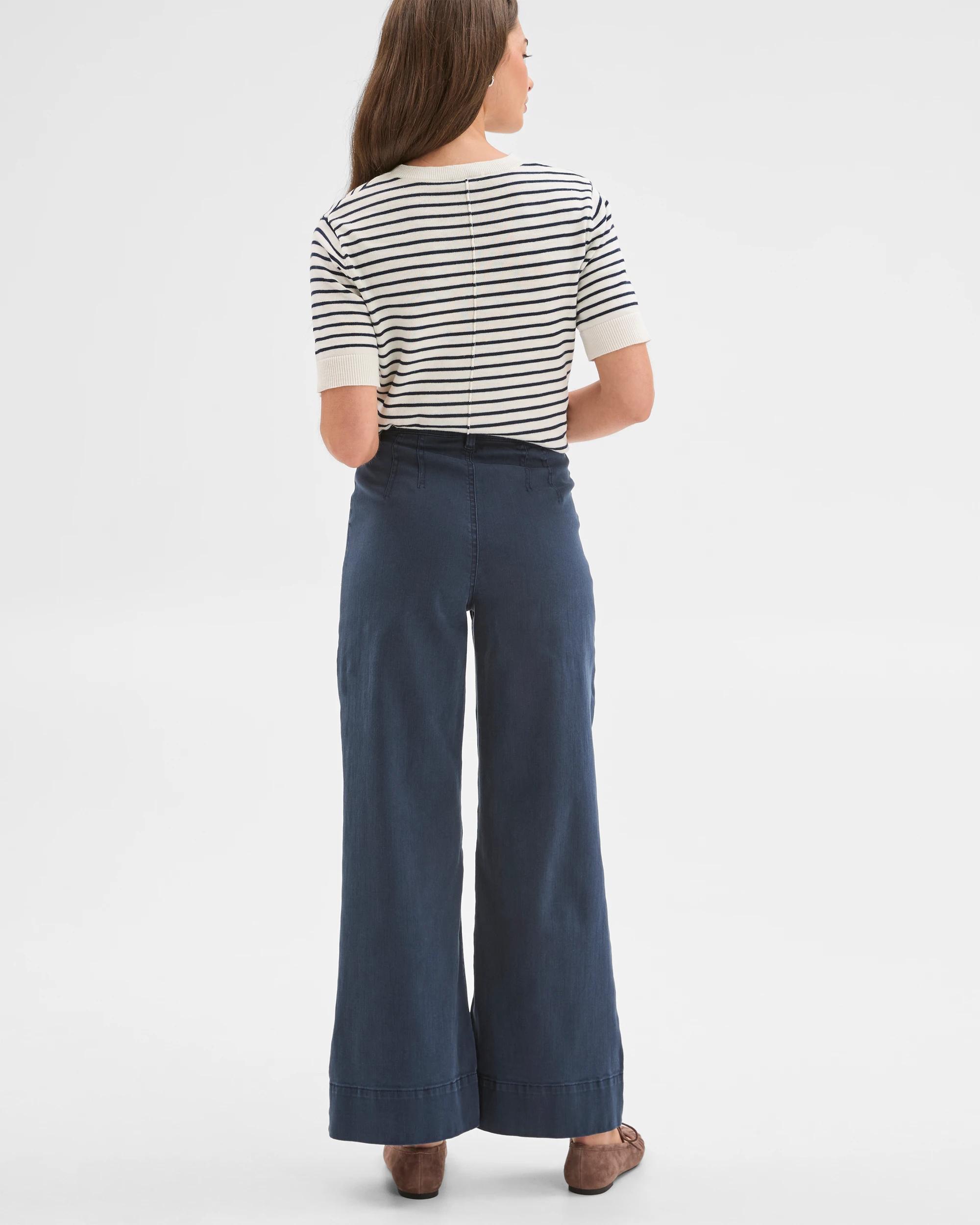 6 Target Petites Australian Cotton Blend Stretch Twill Wide Leg Pants NAVY BLAZER, 6 of 6